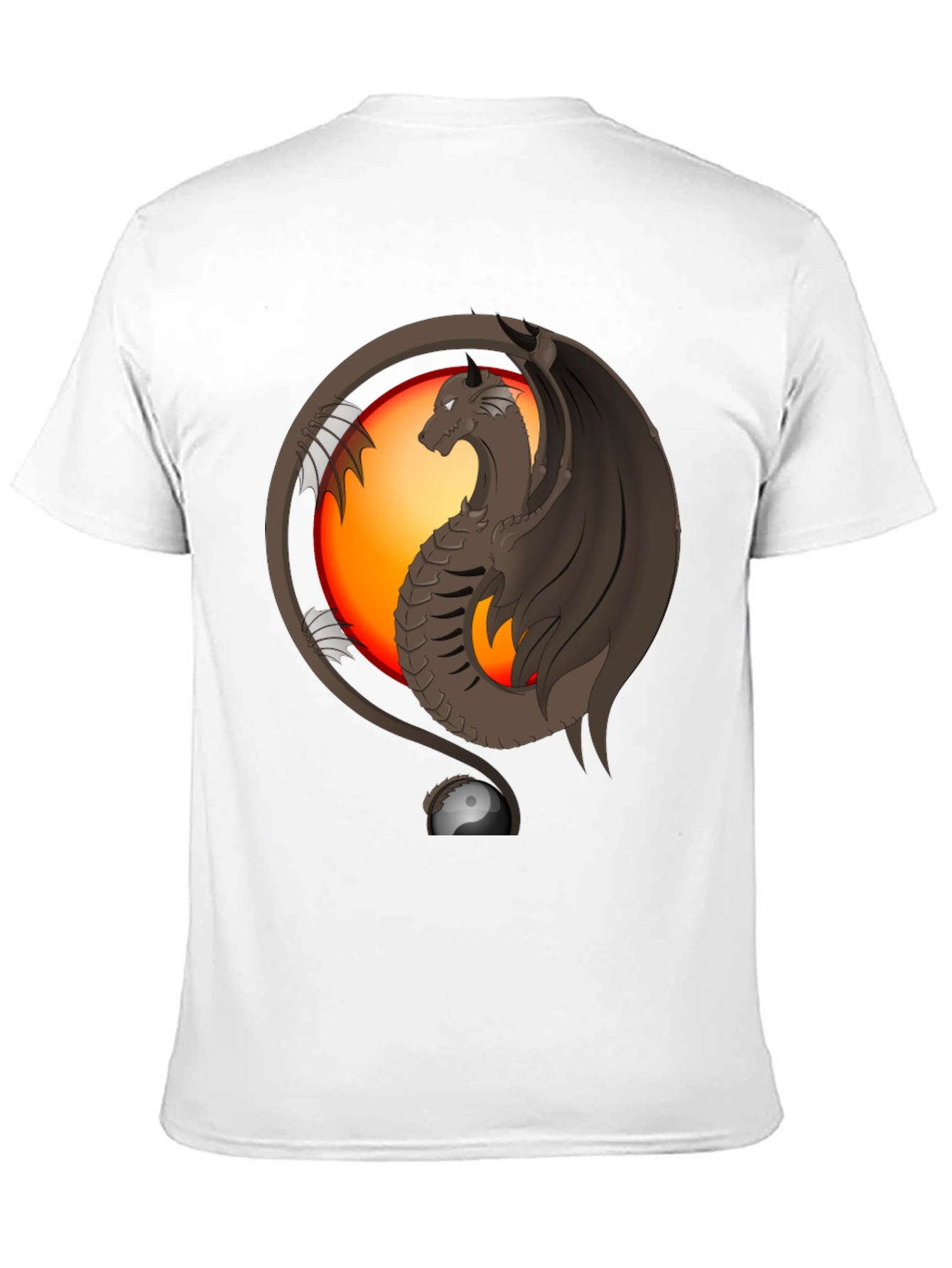 Black Dragon Yin Yang Graphic Print T-Shirt view 11