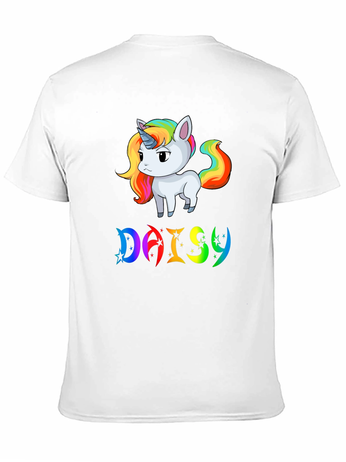 Black Unicorn 'Daisy' Personalized Black T-Shirt view 11