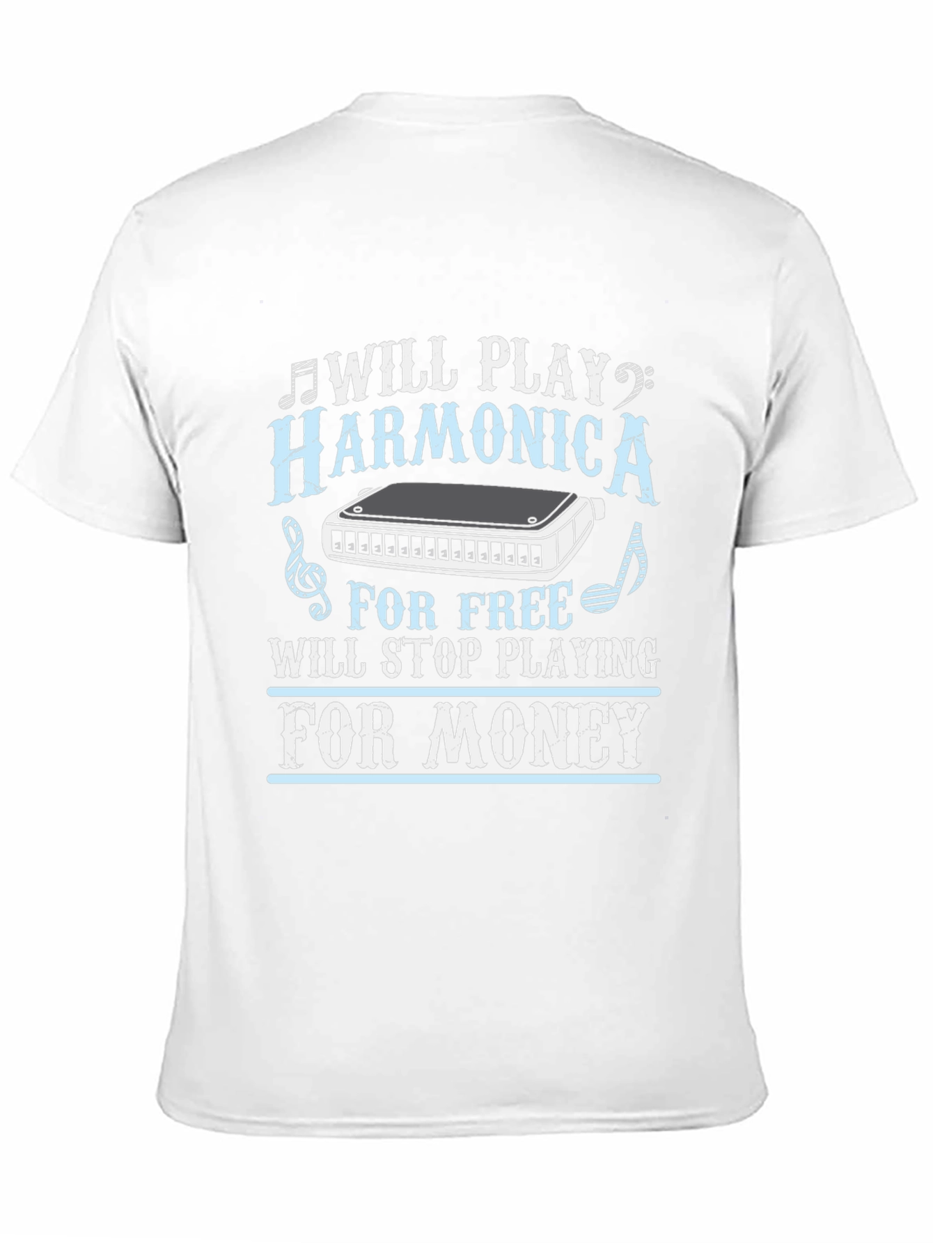 Black Harmonica Player T-Shirt - Music Lover Gift view 11