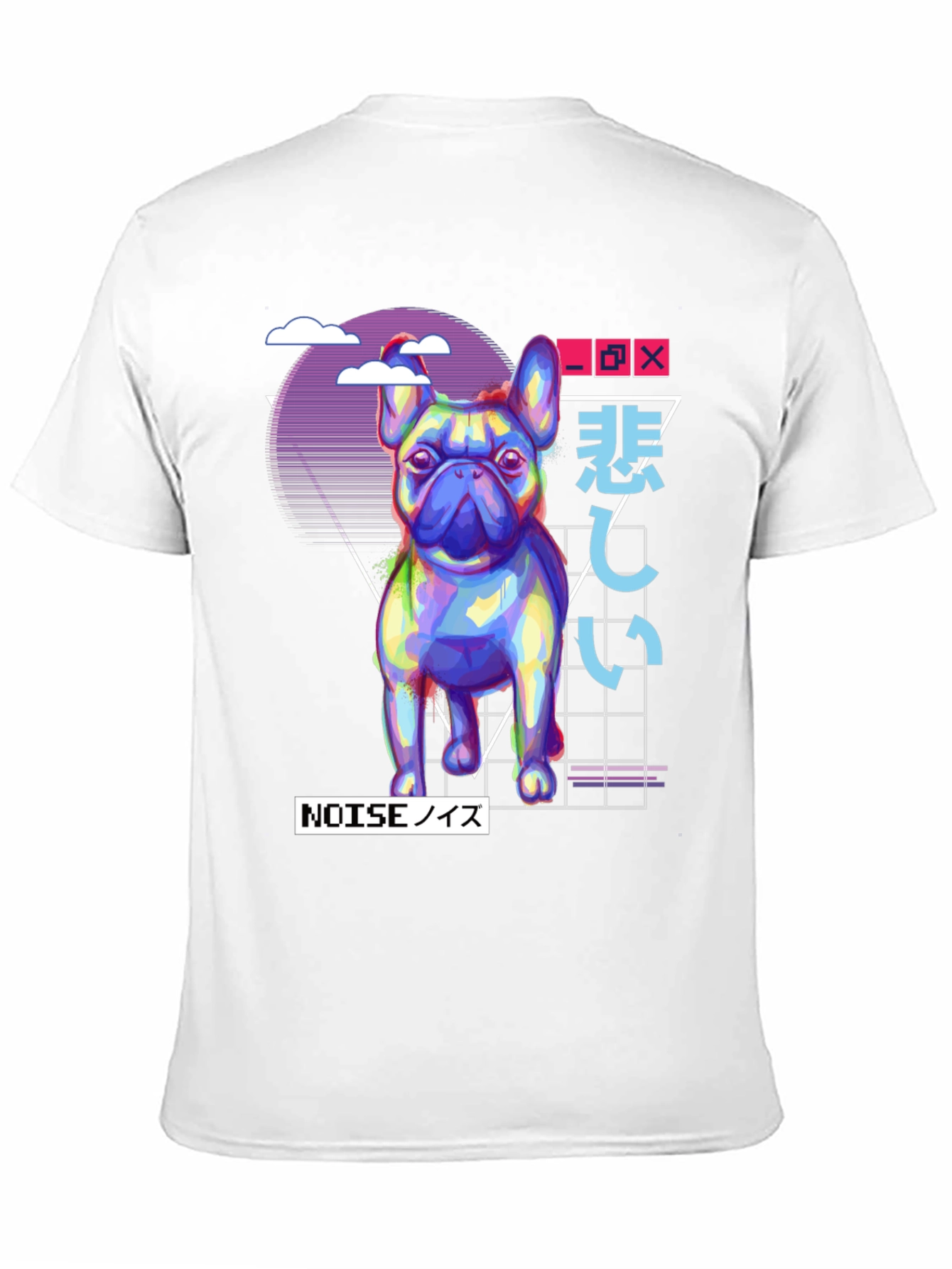 Black Vaporwave French Bulldog Graphic Tee - Black view 11