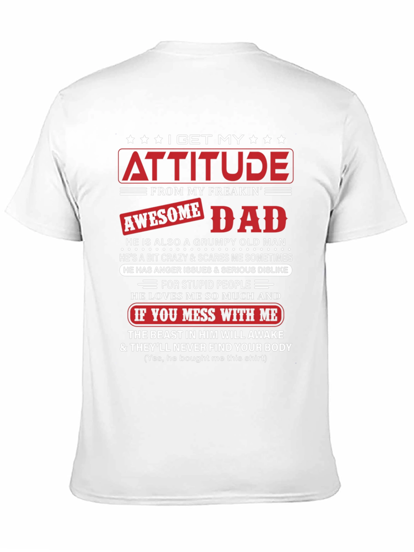 Black Attitude Awesome Dad Graphic T-Shirt view 11