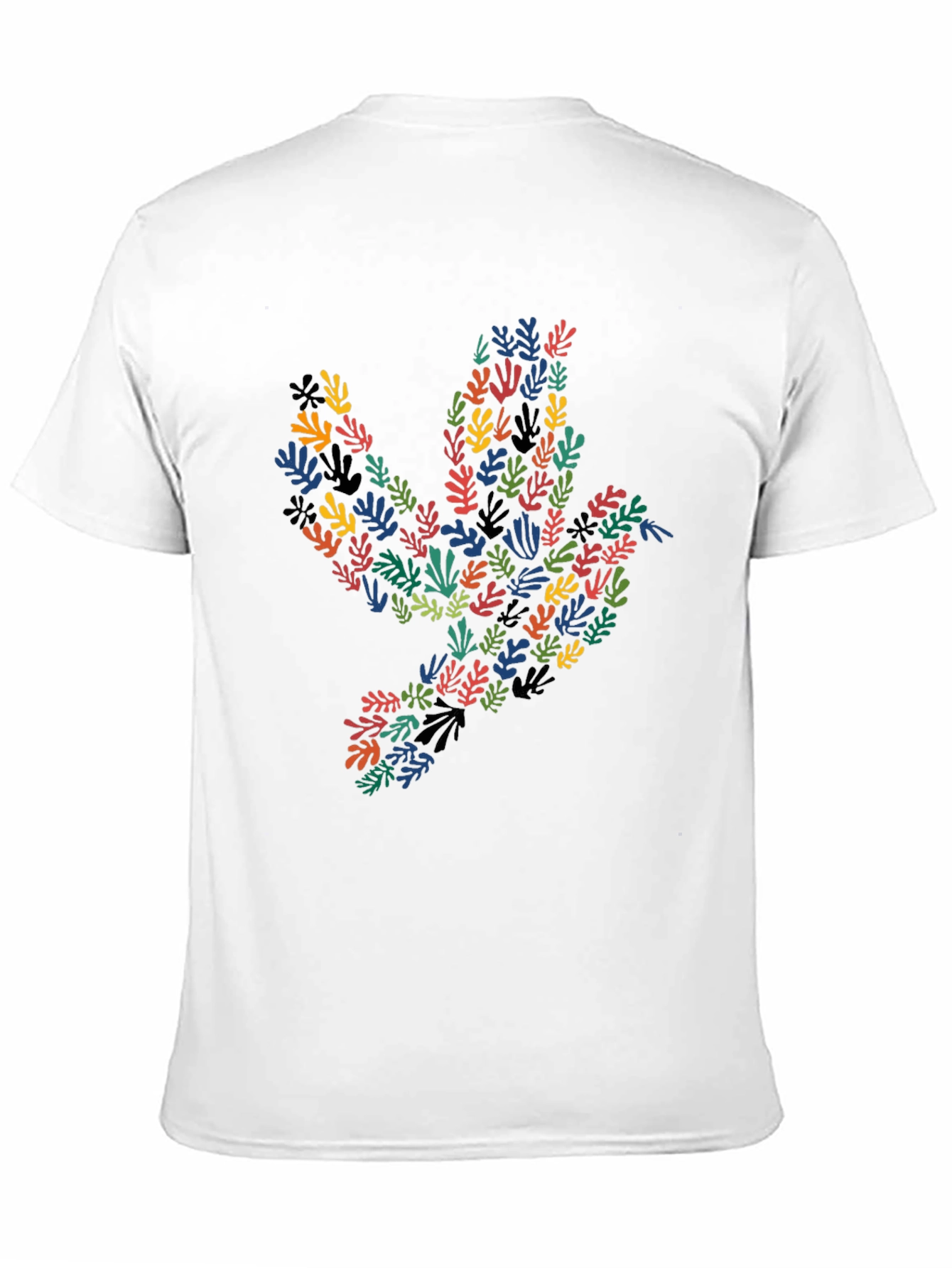 Black Abstract Leaf Dove Graphic Black T-Shirt view 11