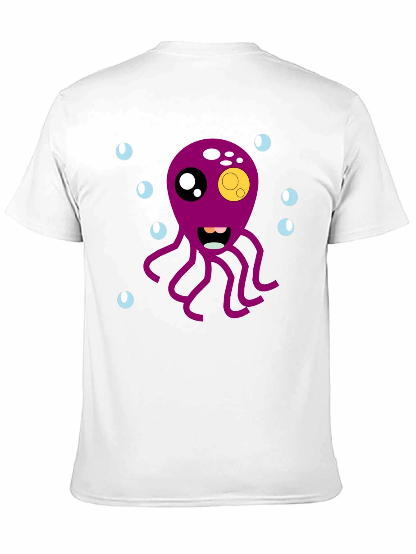 Black Cute Octopus Cartoon Graphic T-Shirt - Black view 11