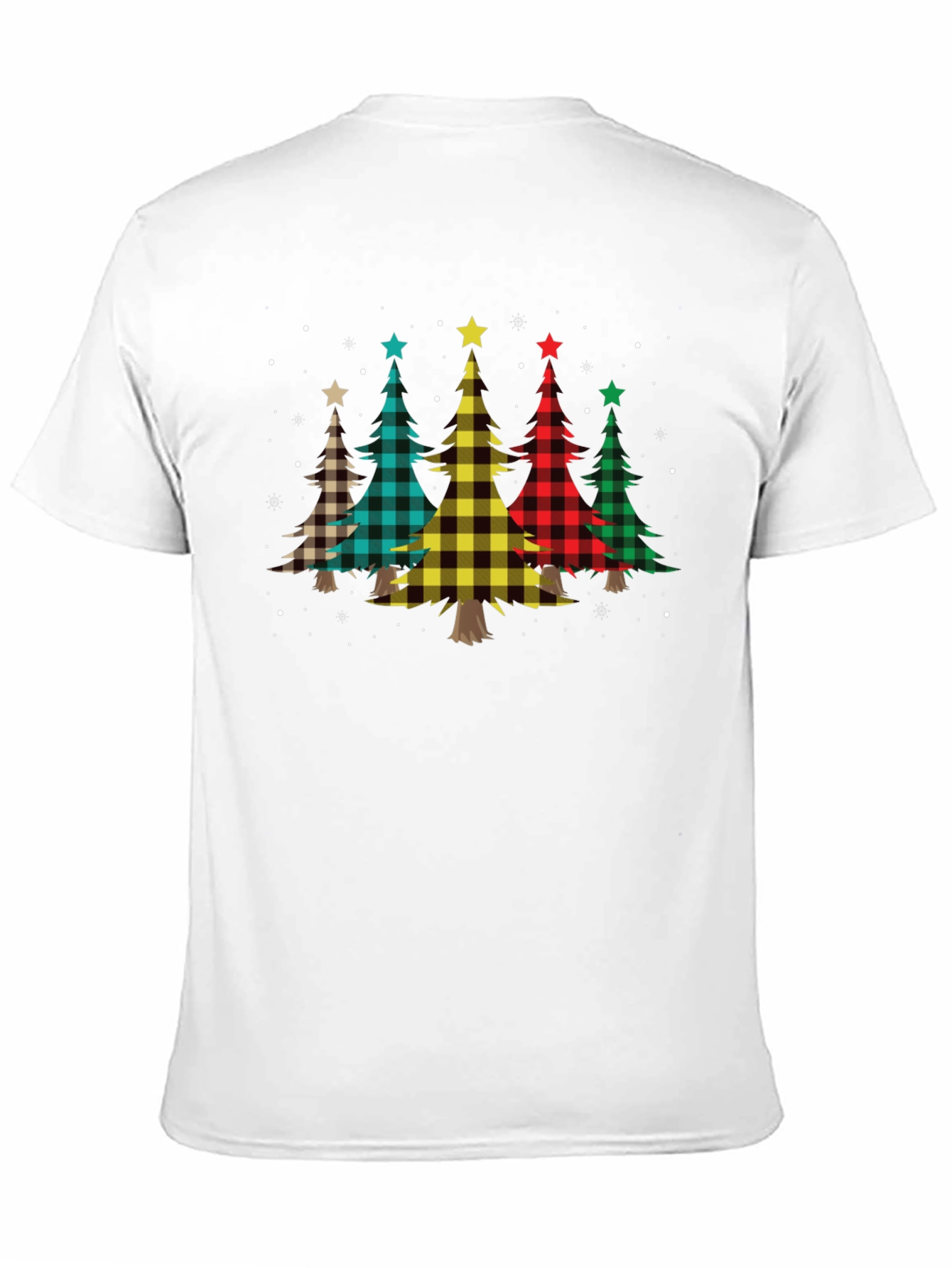 Black Plaid Christmas Trees Black T-Shirt view 11