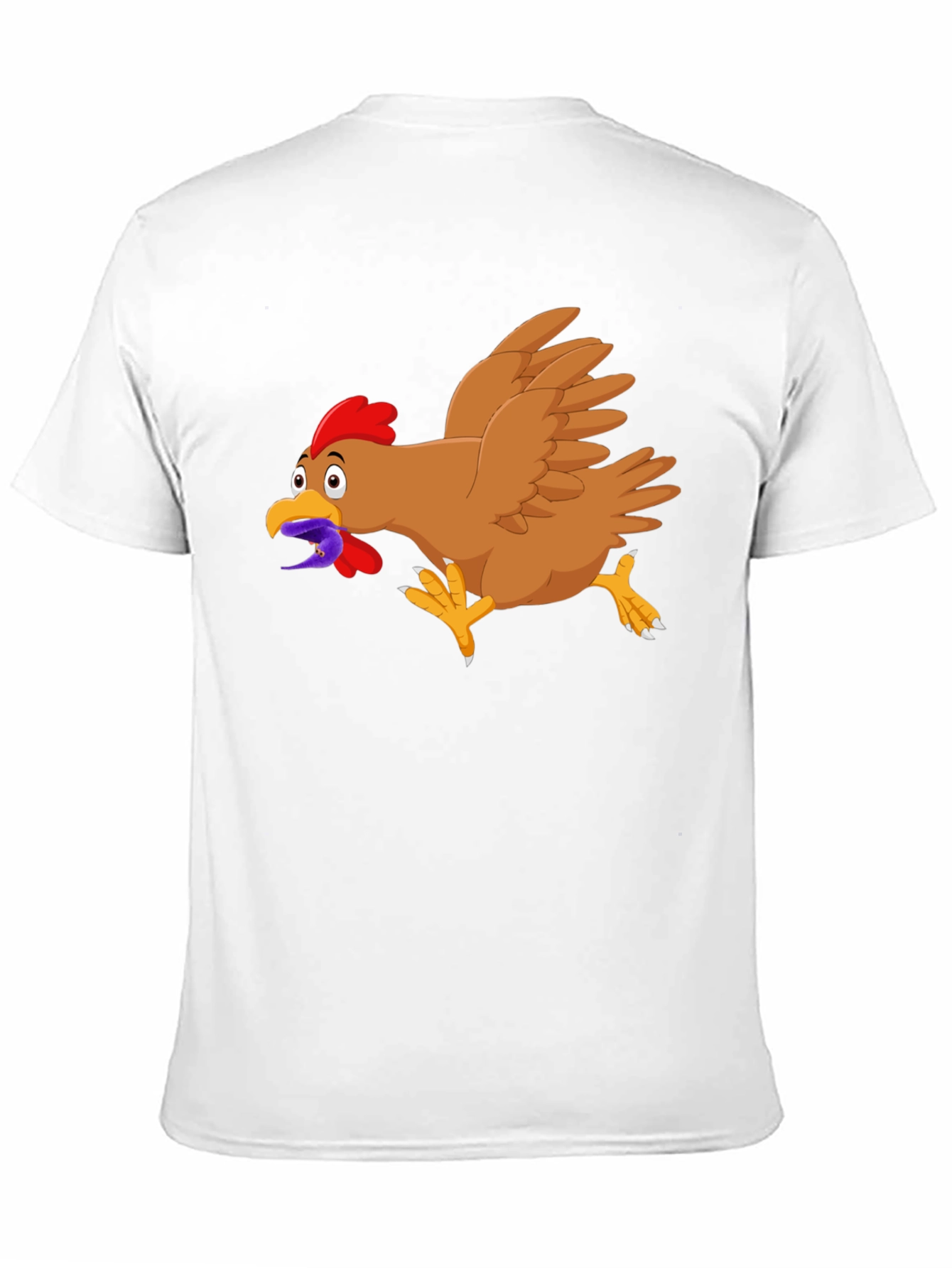 Black Funny Chicken Worm Cartoon Black T-Shirt view 11