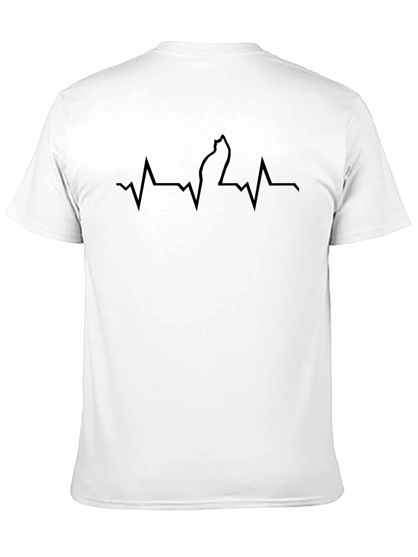 Black Cat Lover's Heartbeat T-Shirt - Black view 11