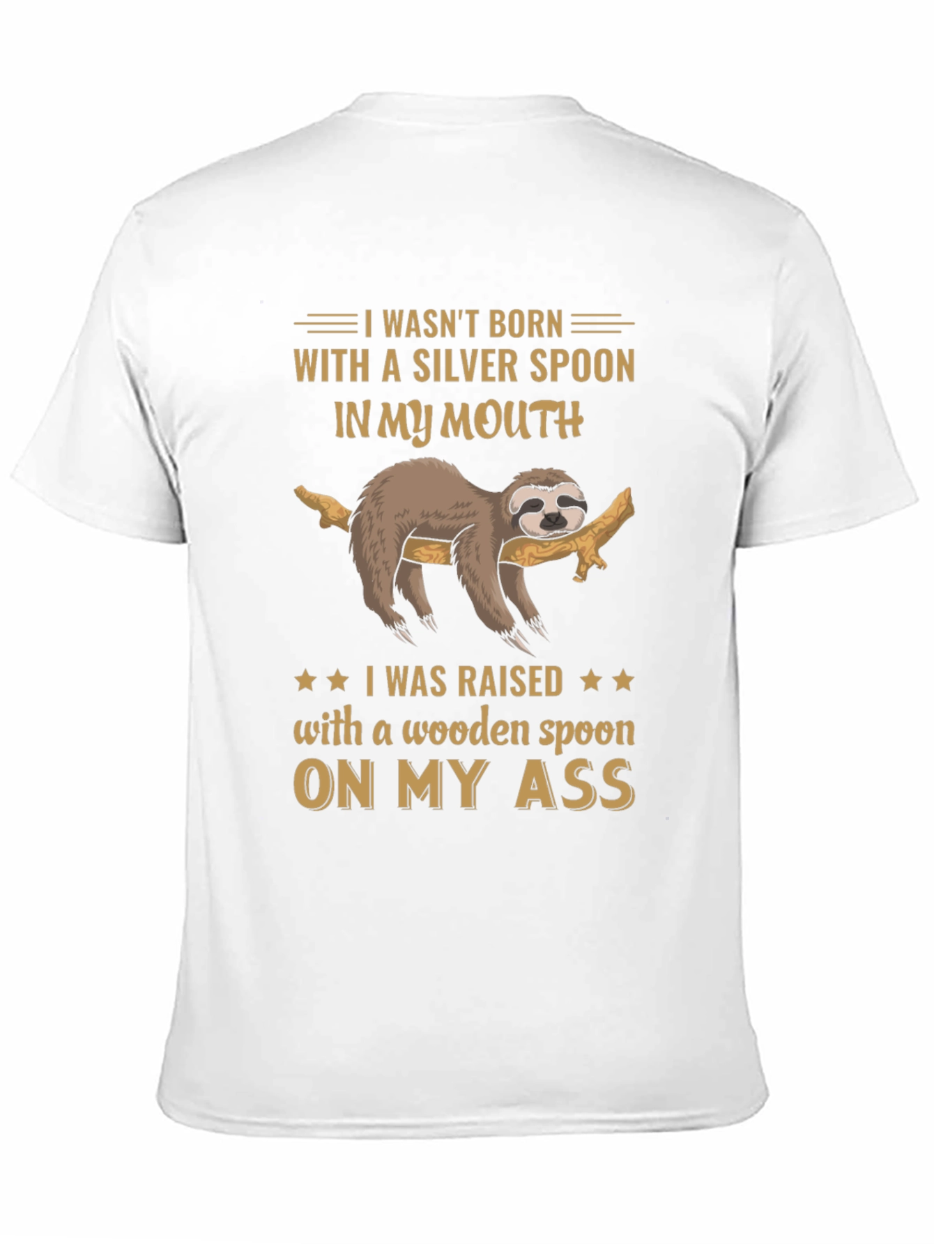 Black Funny Sloth T-Shirt - Wooden Spoon On My Ass view 11