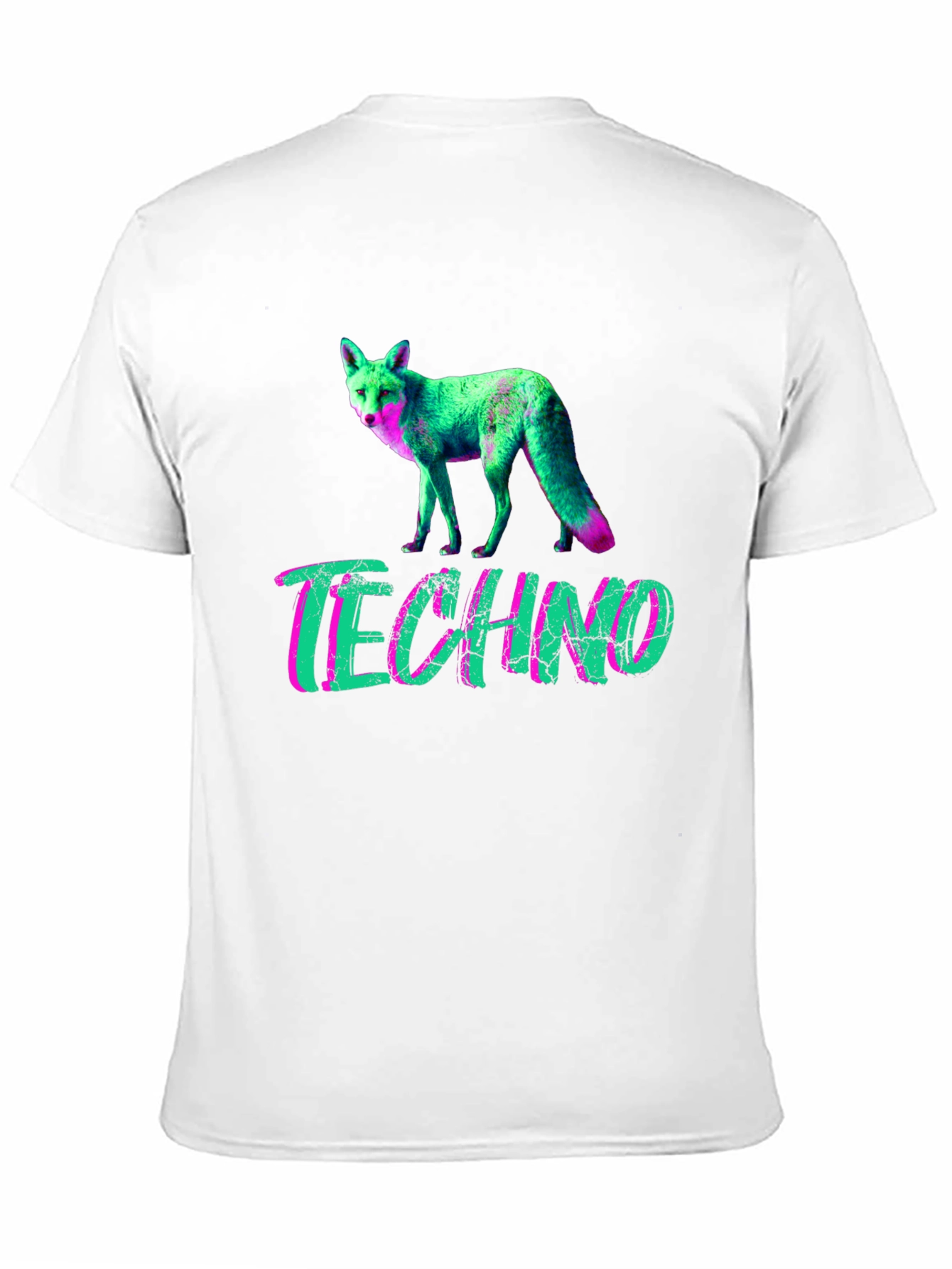 Black Techno Fox Graphic T-Shirt - Neon Style view 11