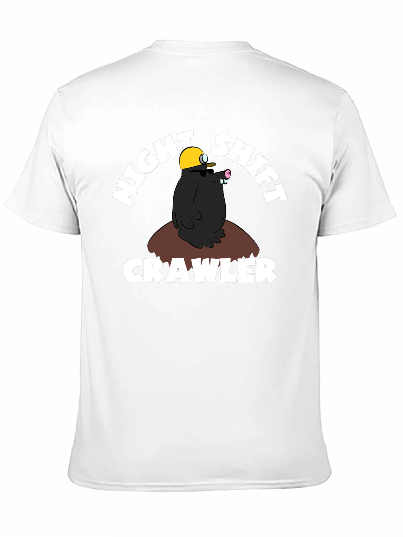 Black Night Shift Crawler Black T-Shirt Funny Mole Design view 11