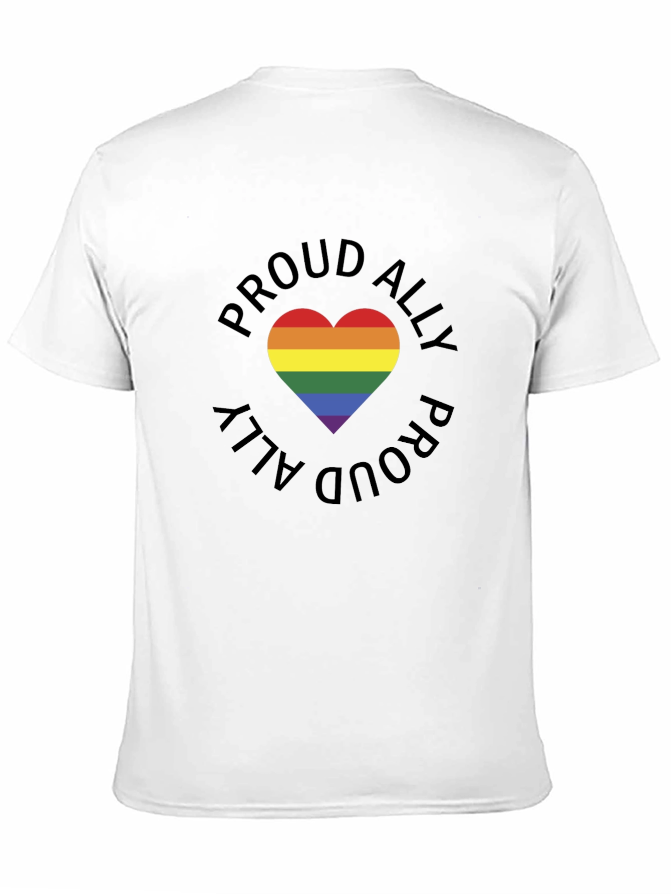 Black Proud Ally Rainbow Heart Graphic Tee - Black view 11