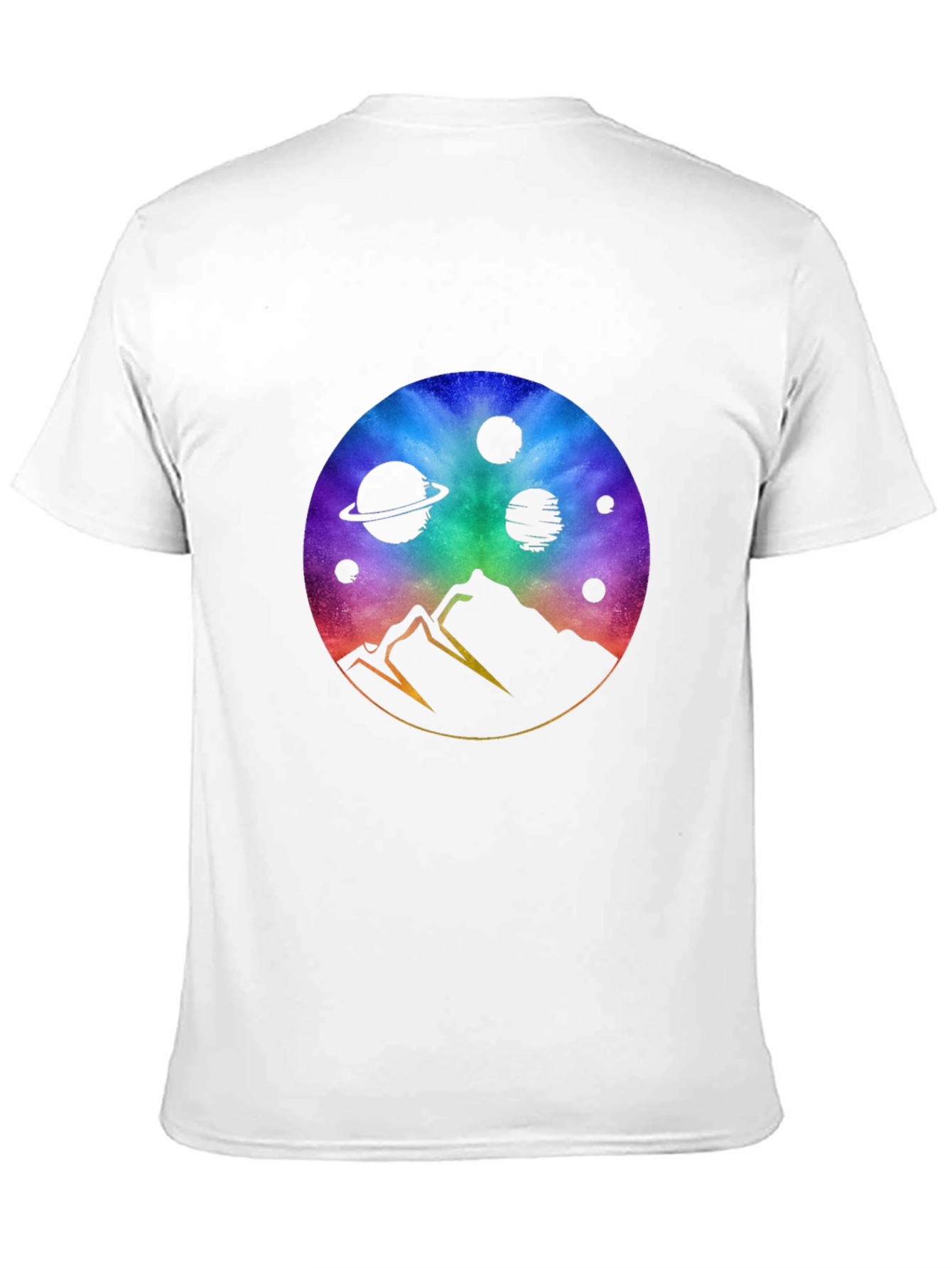 Black Cosmic Mountain Black T-Shirt - Galaxy Design view 11