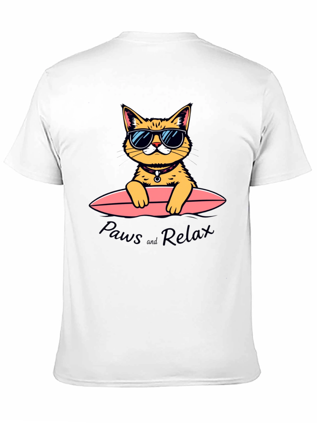Black Paws and Relax Cat Surfing T-Shirt view 11