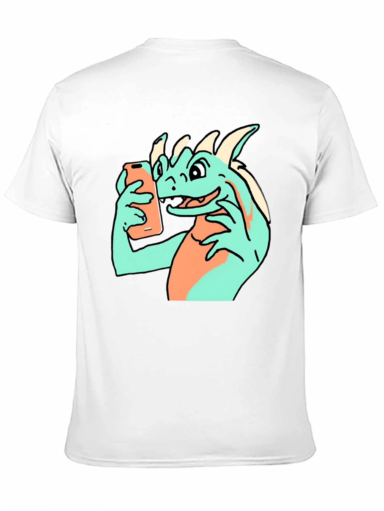 Black Funny Dragon Selfie Black T-Shirt view 11