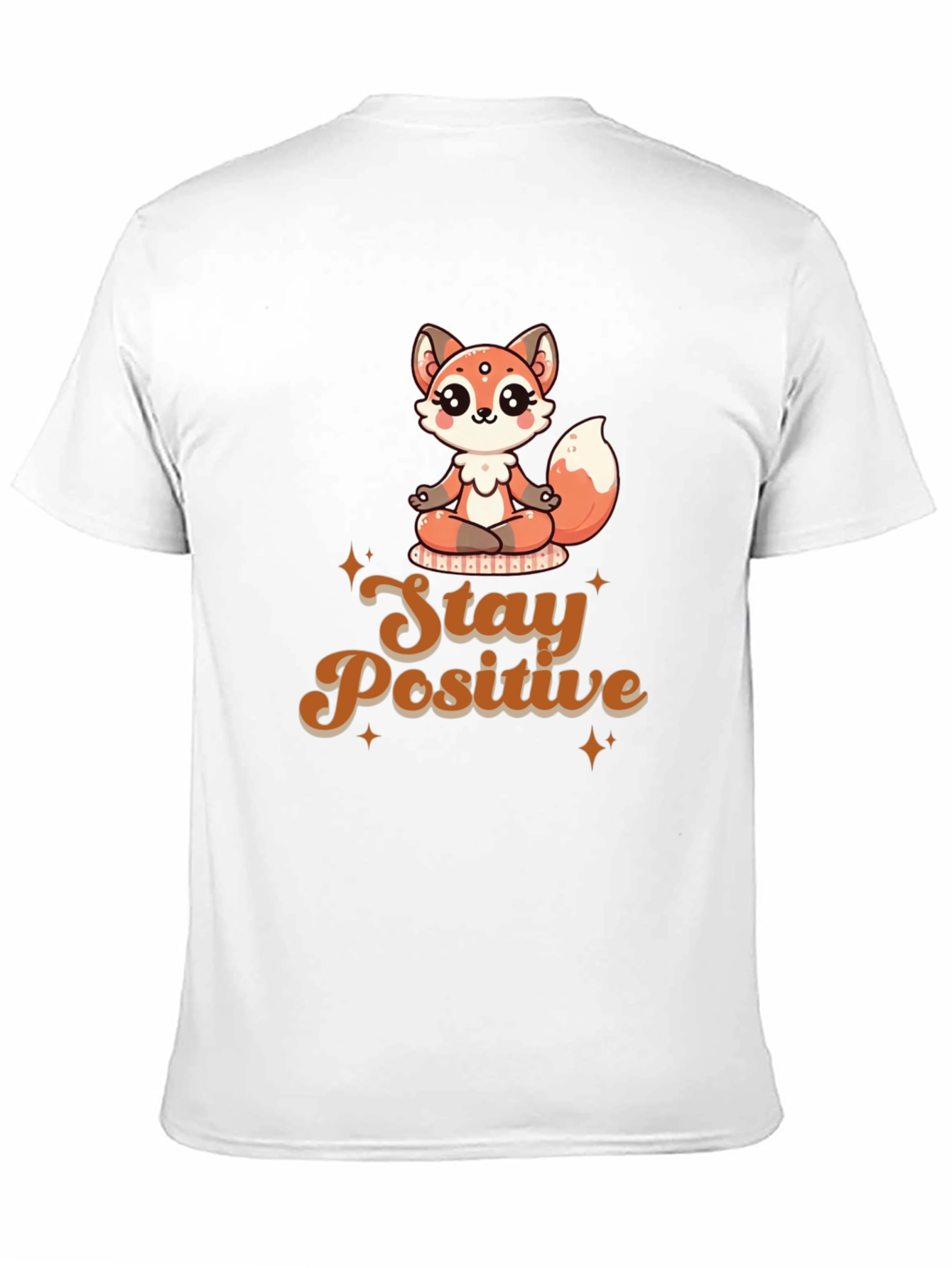 Black Stay Positive Meditation Fox T-Shirt view 11