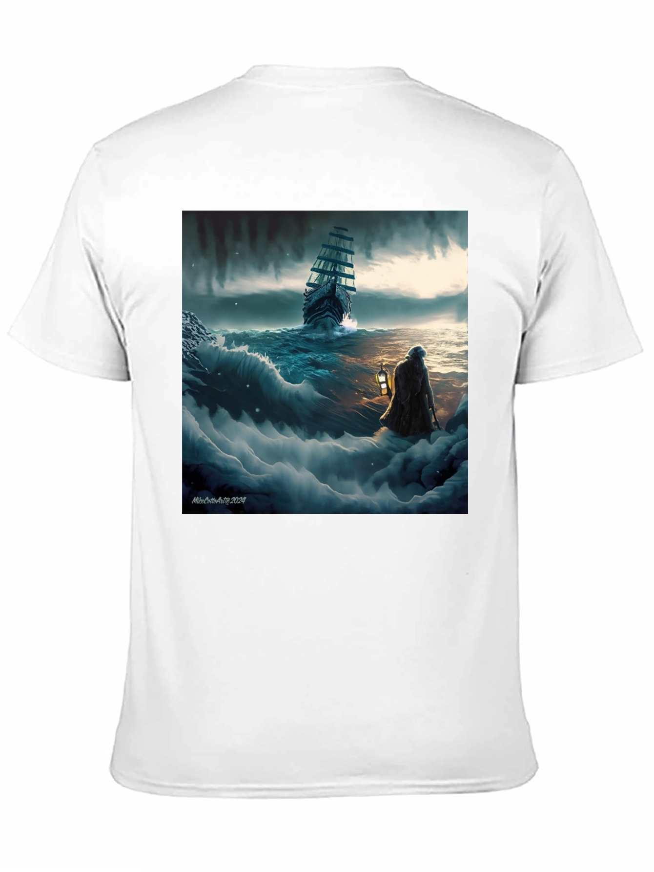 Black Stormy Seas Graphic Tee - Black Cotton Blend view 11