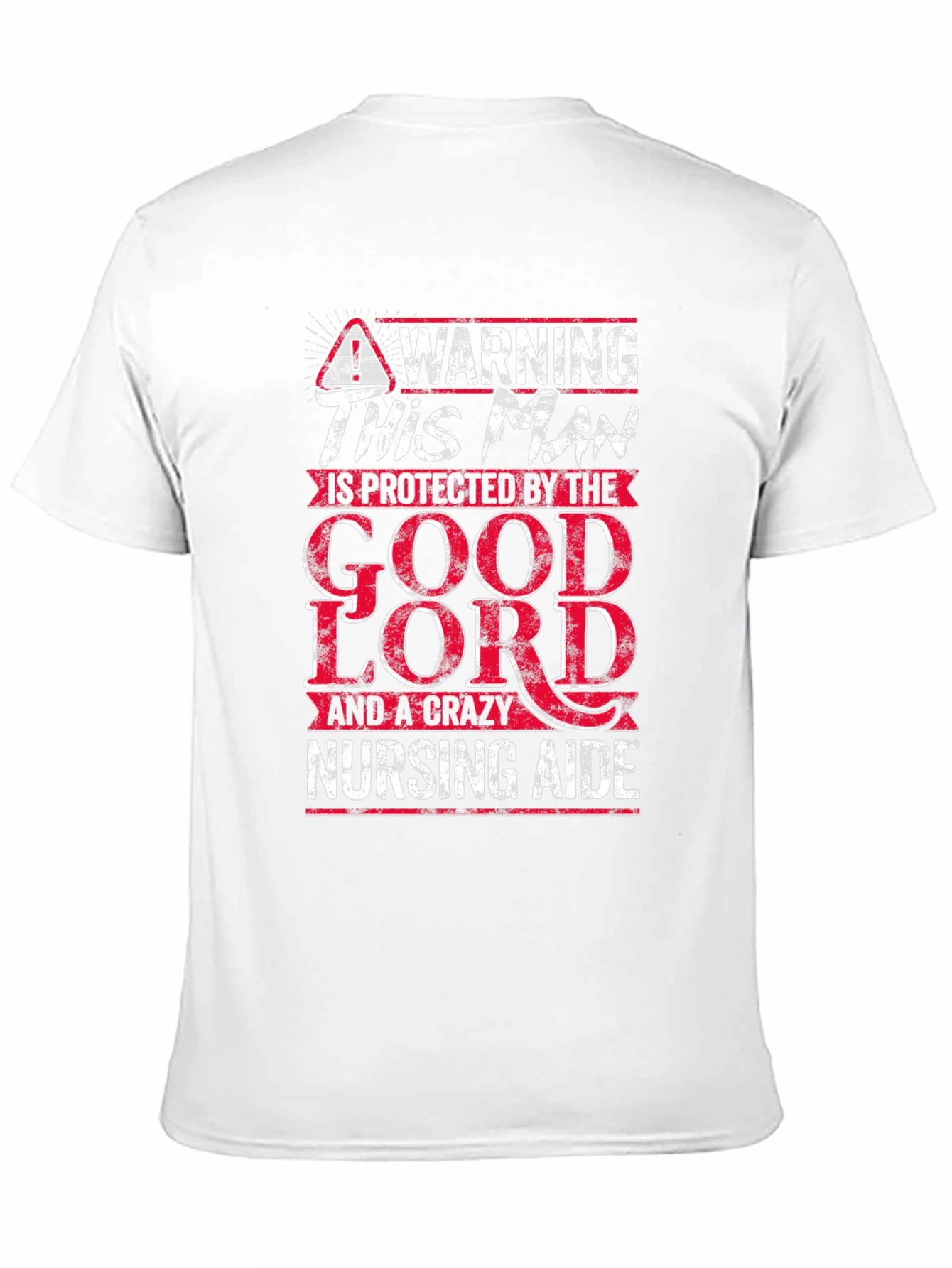 Black Warning Protected By Good Lord Nursing Aide T-Shirt view 11