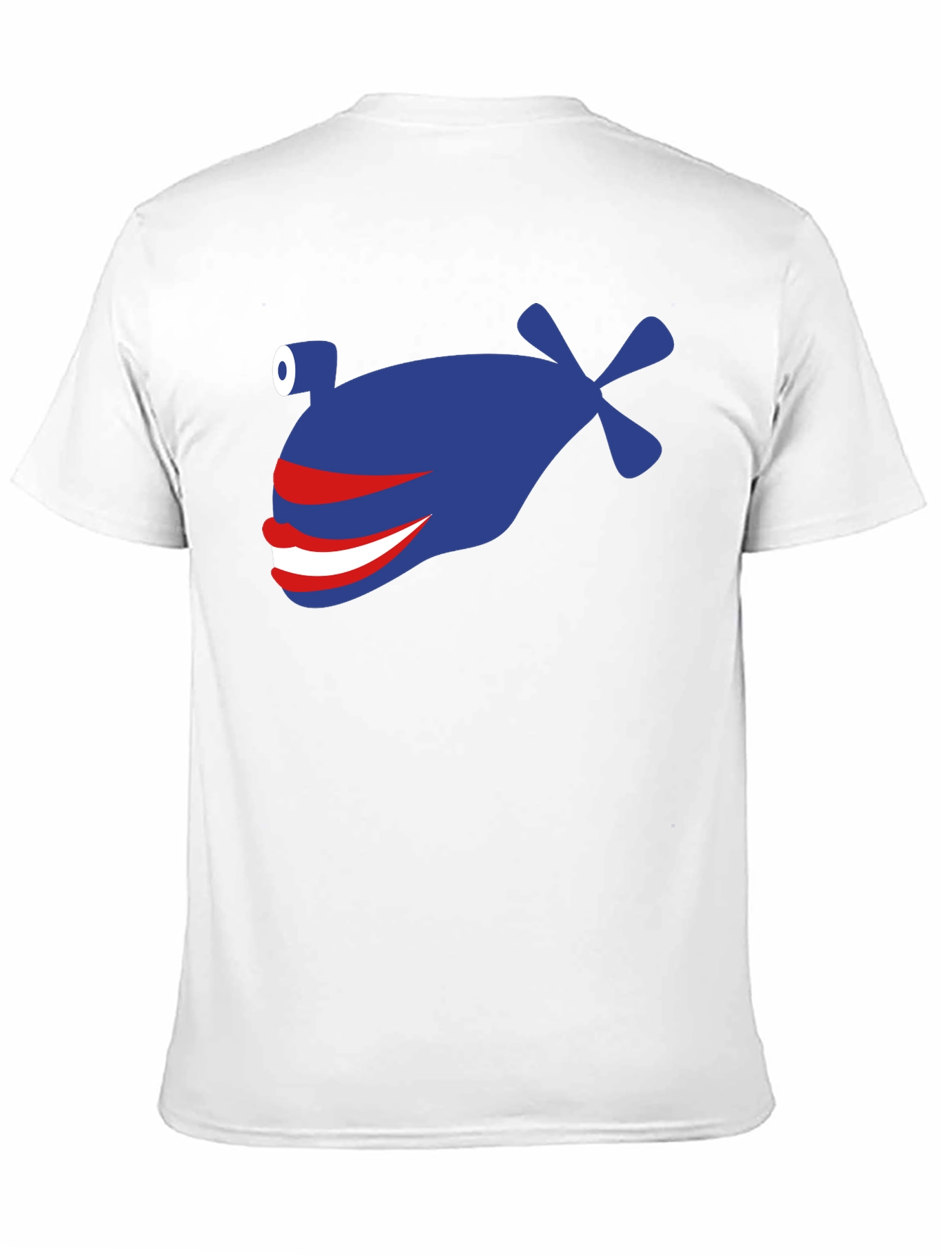 Black Funny Blue Fish Graphic T-Shirt - Crew Neck, Short Sleeve view 11