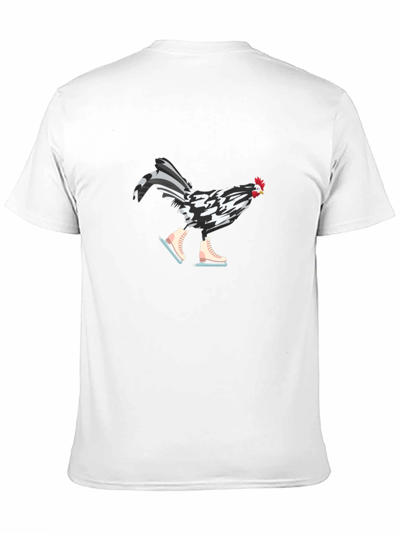 Black Funny Chicken on Ice Skates Graphic Tee view 11