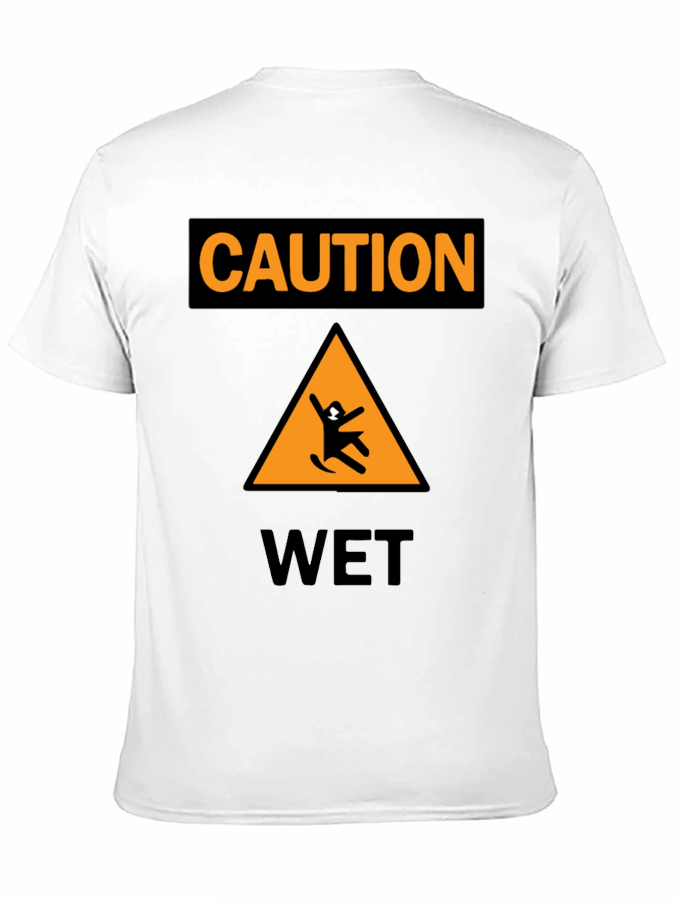 Black Caution Wet Floor Black Graphic T-Shirt view 11