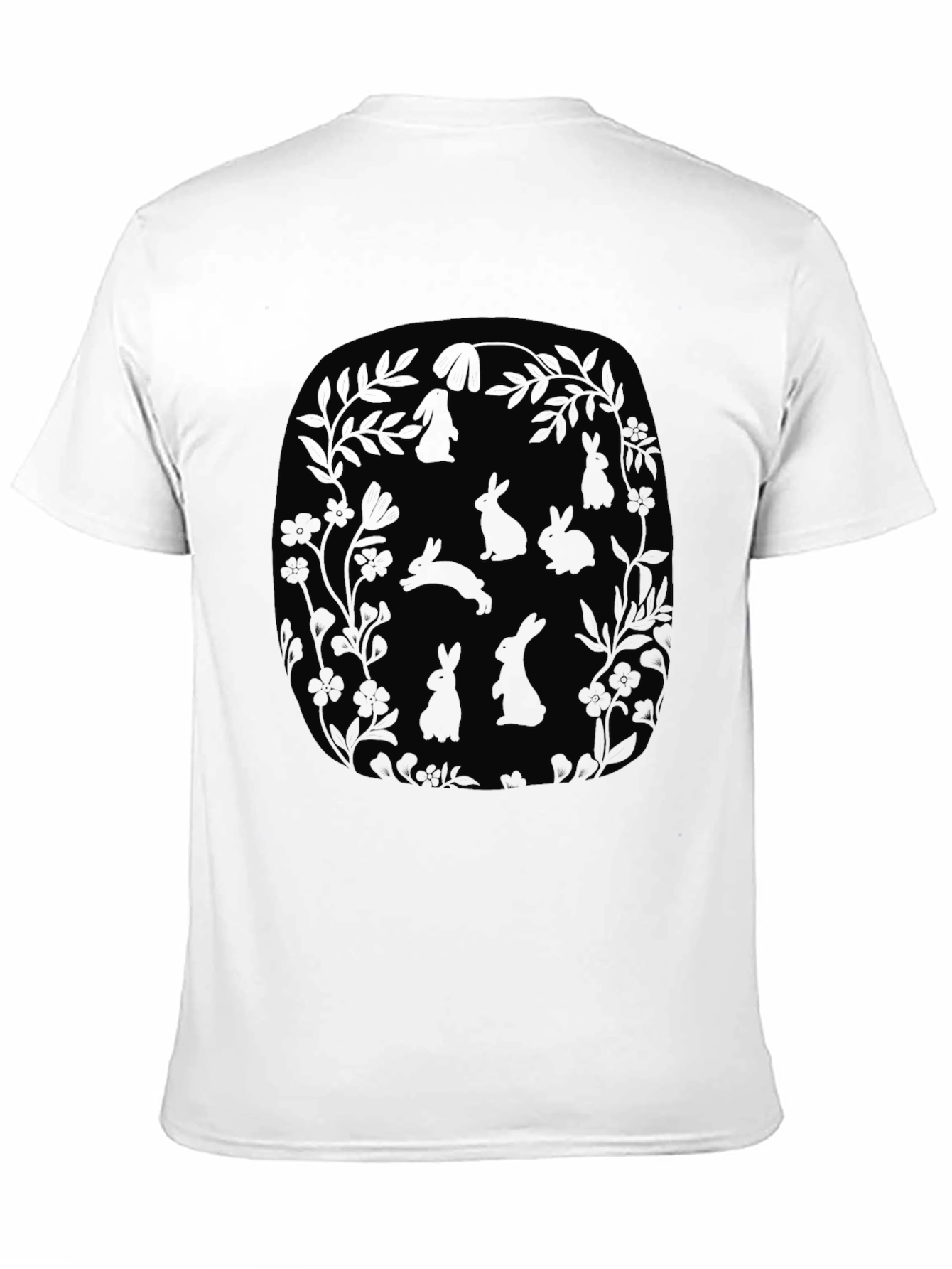 Black Bunny Floral Graphic Tee - Men's Black T-Shirt view 11
