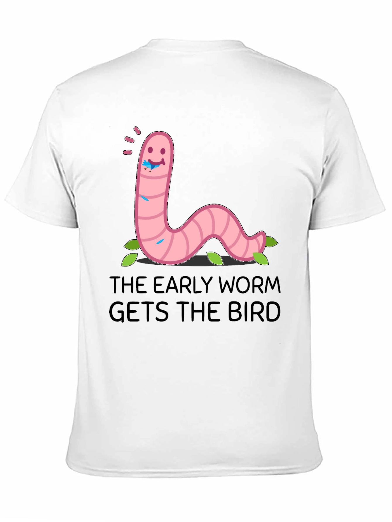 Black Early Worm T-Shirt: Get the Bird Funny Tee view 11