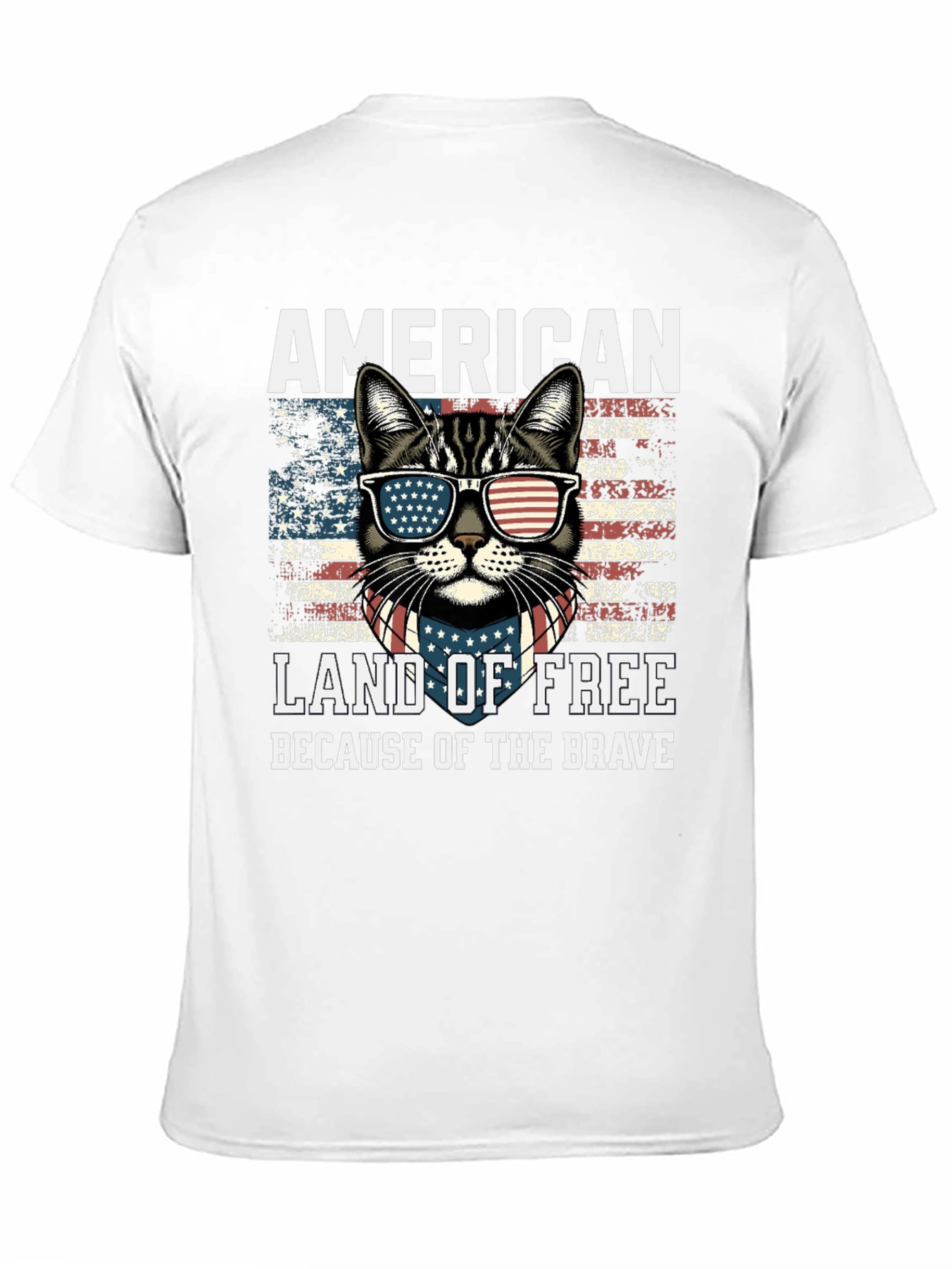 Black American Cat T-Shirt Land of Free view 11