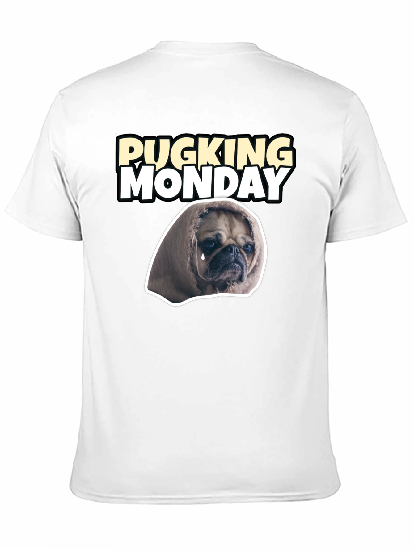 Black Pucking Monday Sad Pug Graphic T-Shirt view 11
