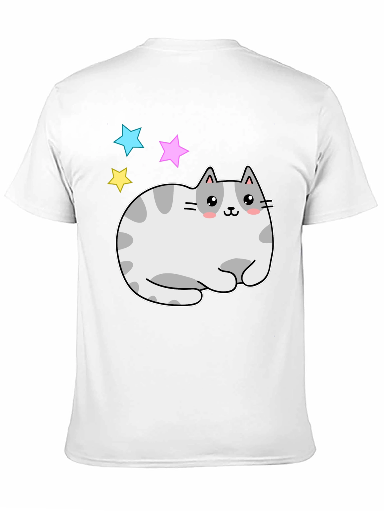 Black Cute Kawaii Cat Stars Graphic T-Shirt view 11