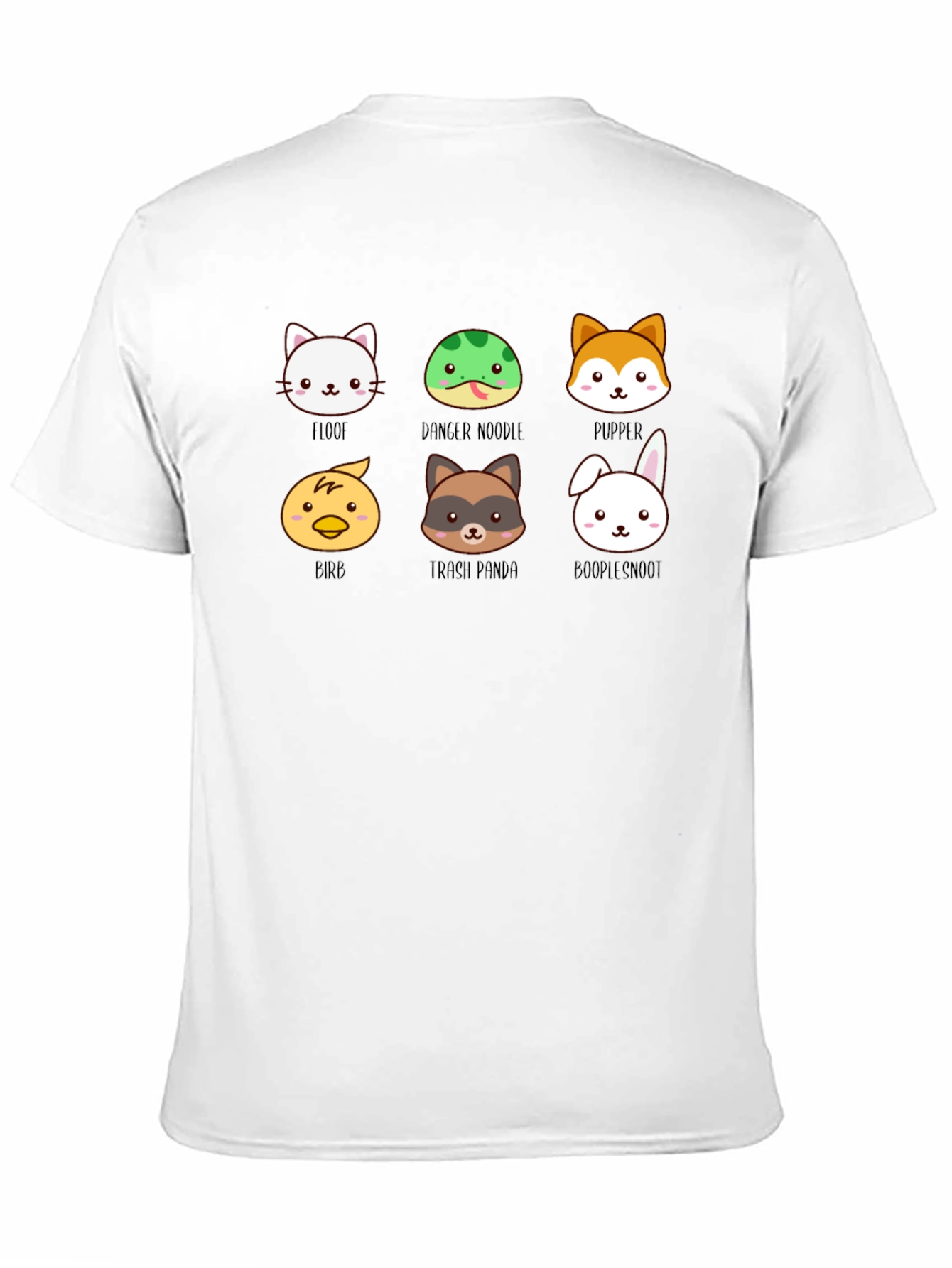 Black Cute Animal Faces Black T-Shirt view 11