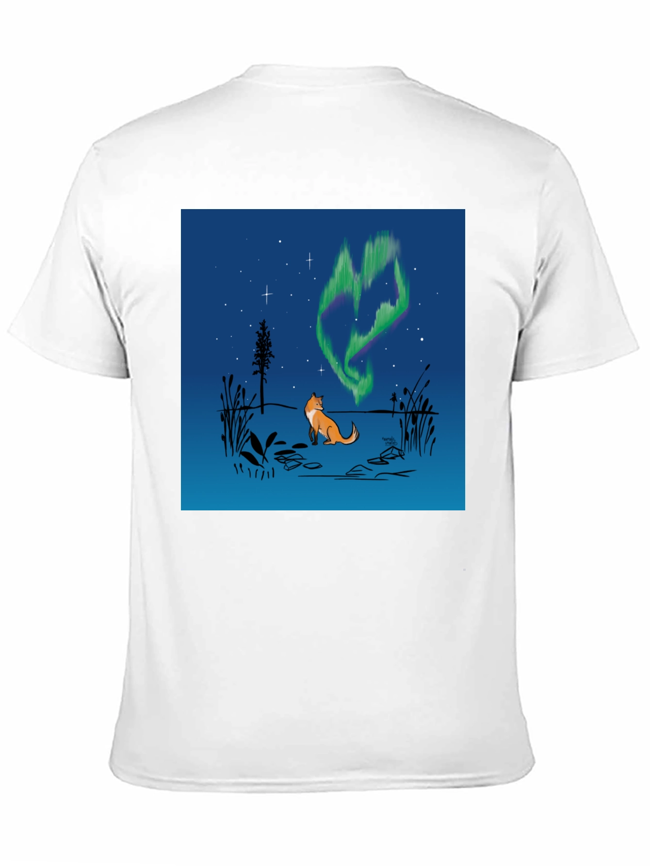 Black Fox & Aurora Borealis Graphic Tee view 11