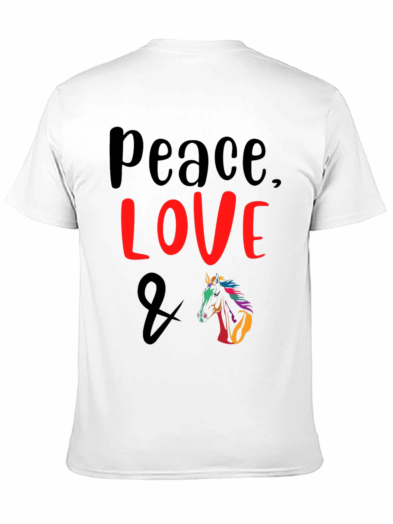 Black Peace Love & Horse Graphic T-Shirt view 11