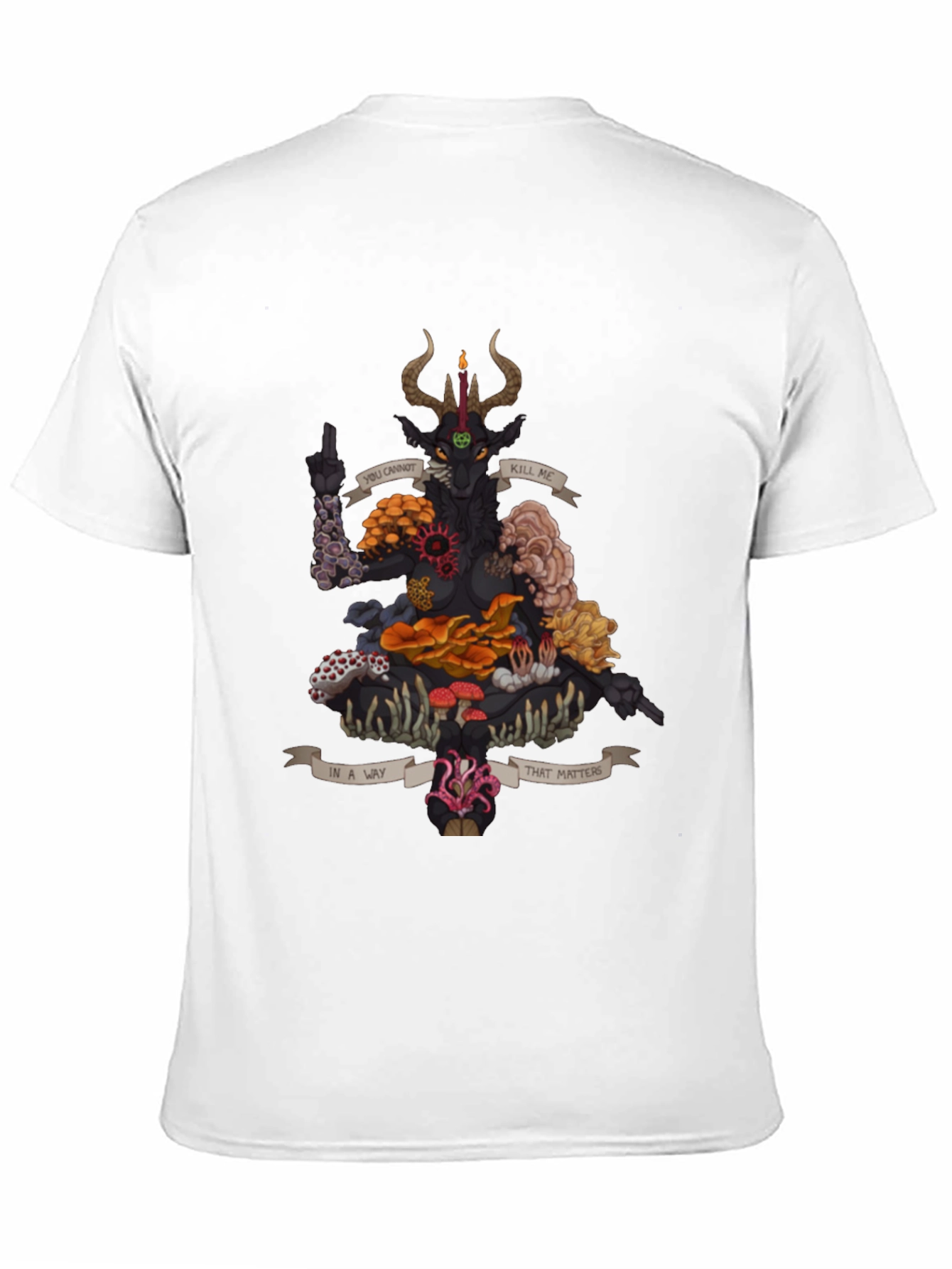 Black Baphomet Mushroom Black Graphic Tee view 11