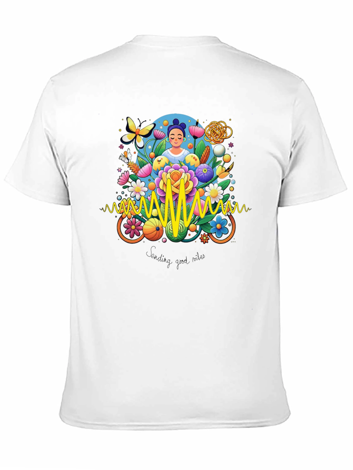 Black Vibrant 'Sending Good Vibes' Graphic Tee view 11