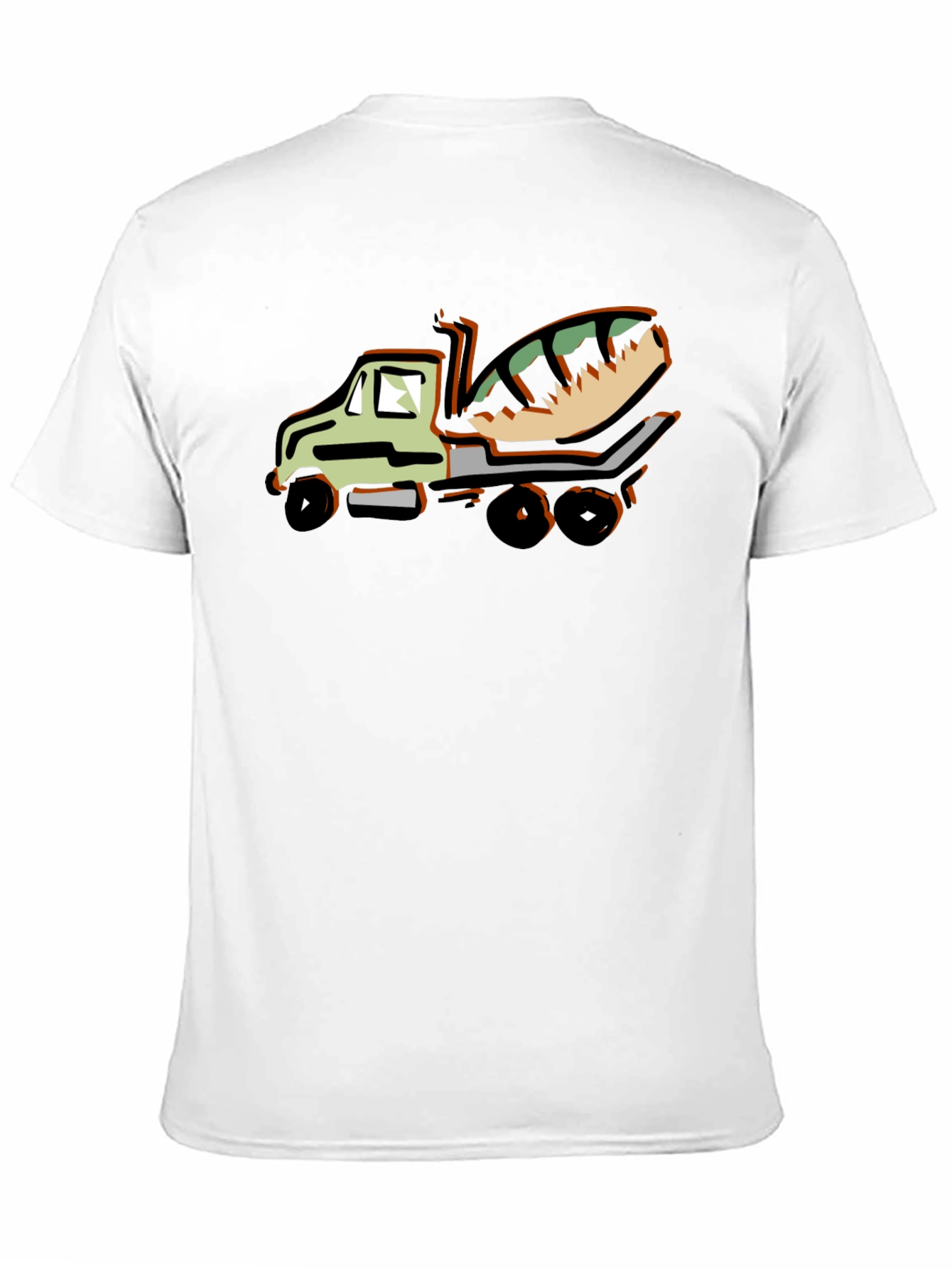 Black Cartoon Concrete Mixer Truck Graphic T-Shirt view 11