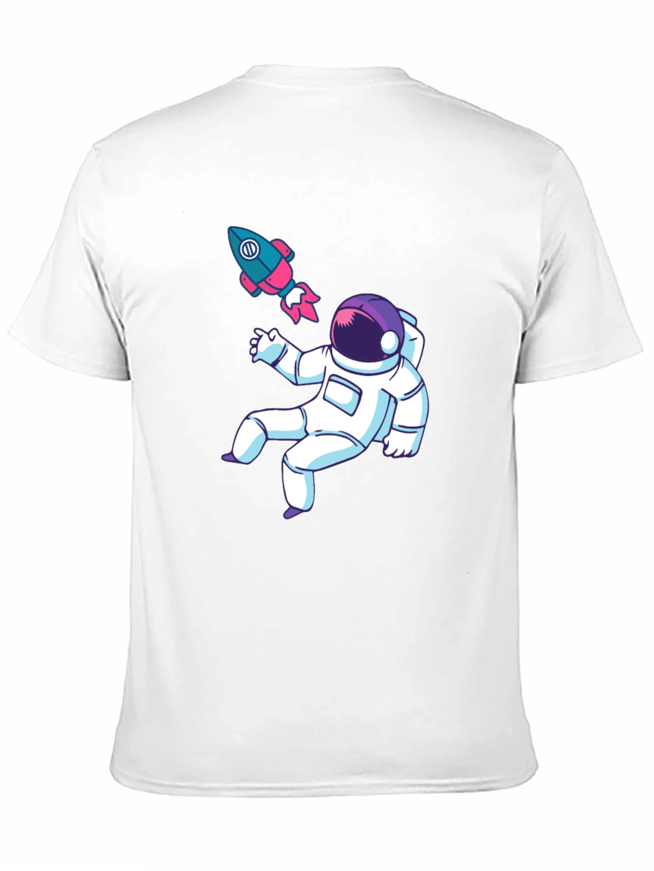 Black Astronaut & Rocket Graphic Tee - Black Cotton T-Shirt view 11