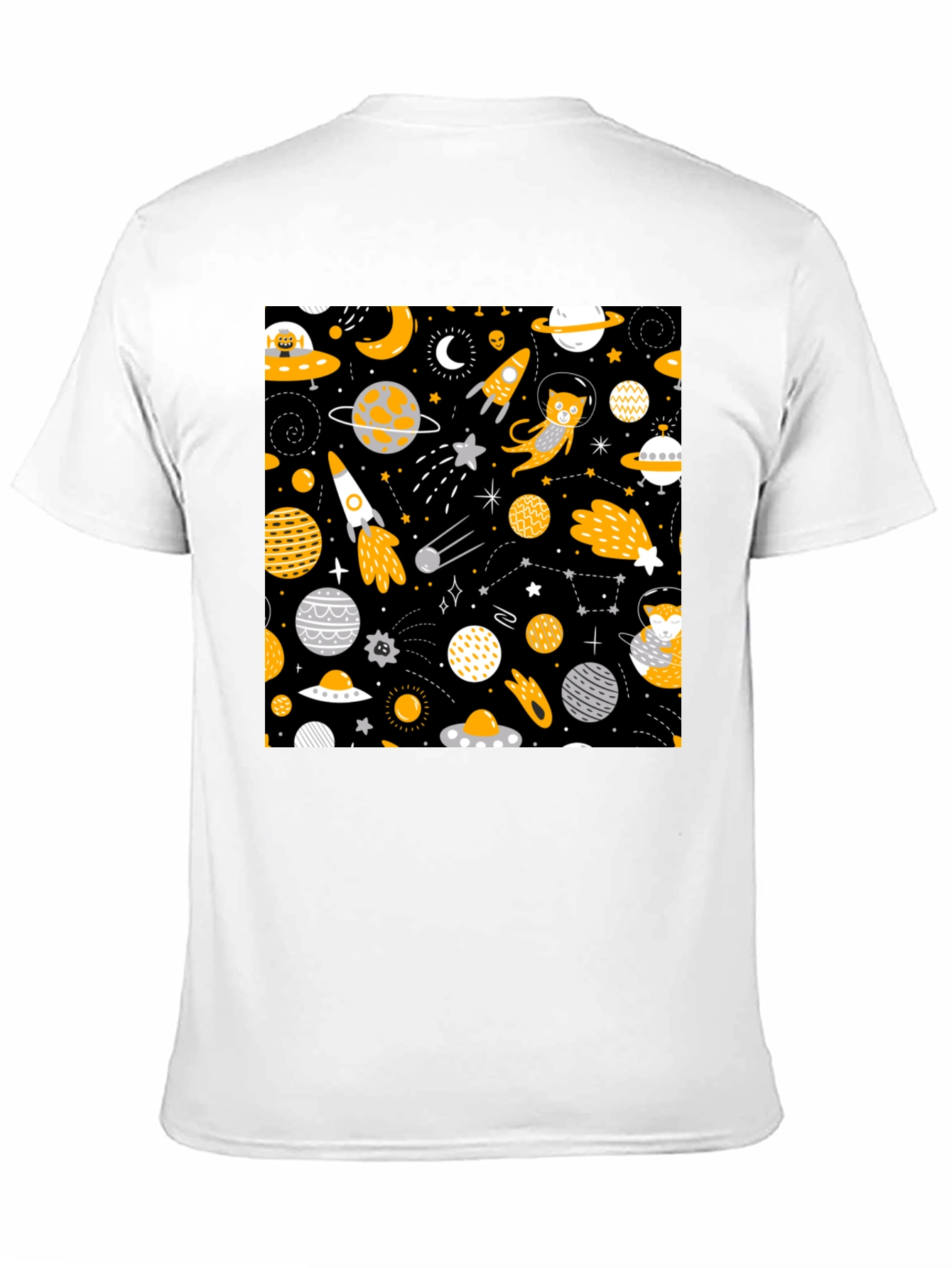 Black Space Cat Graphic T-Shirt view 11