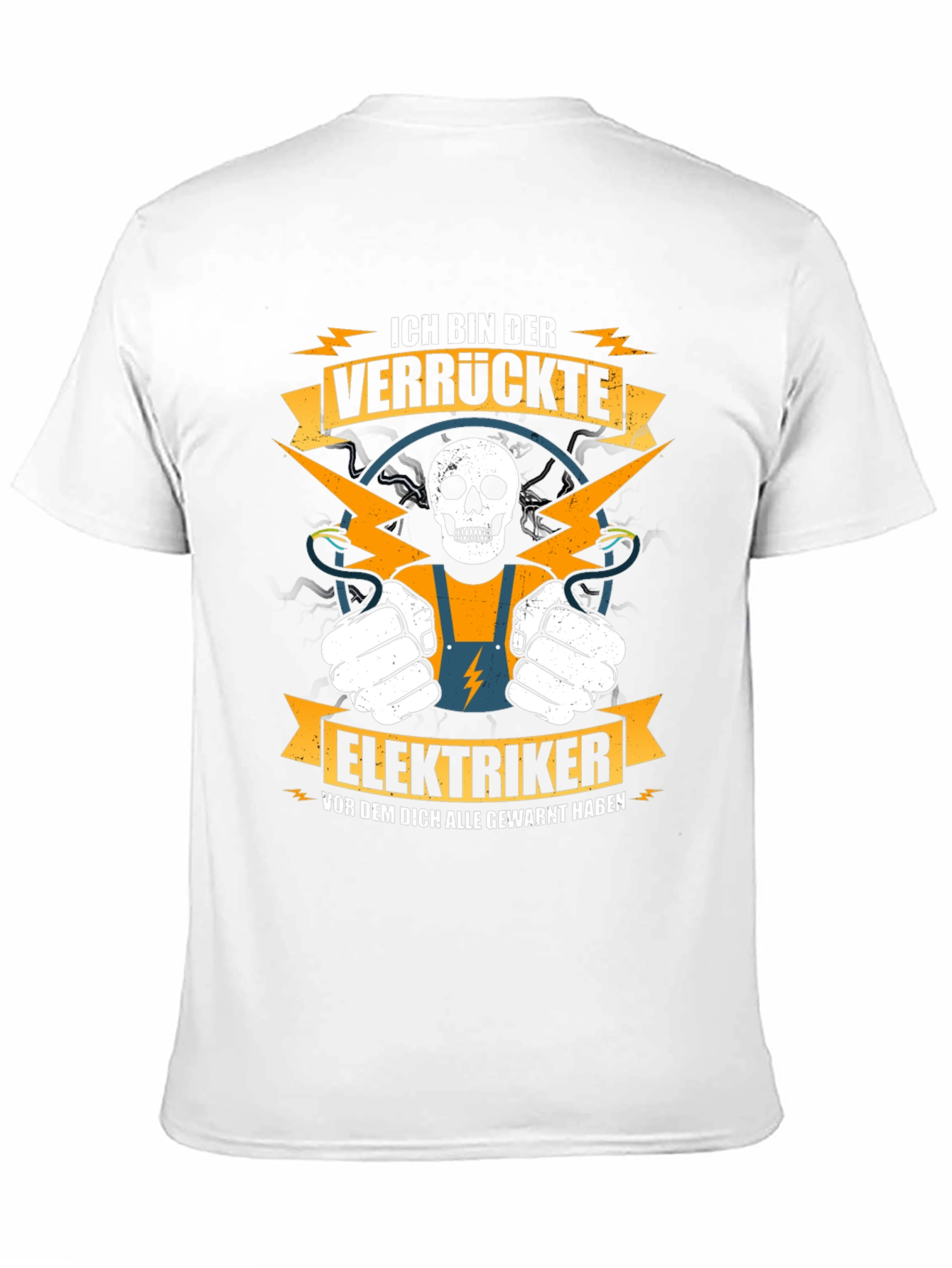 Black Crazy Electrician T-Shirt - Funny Skull Design view 11