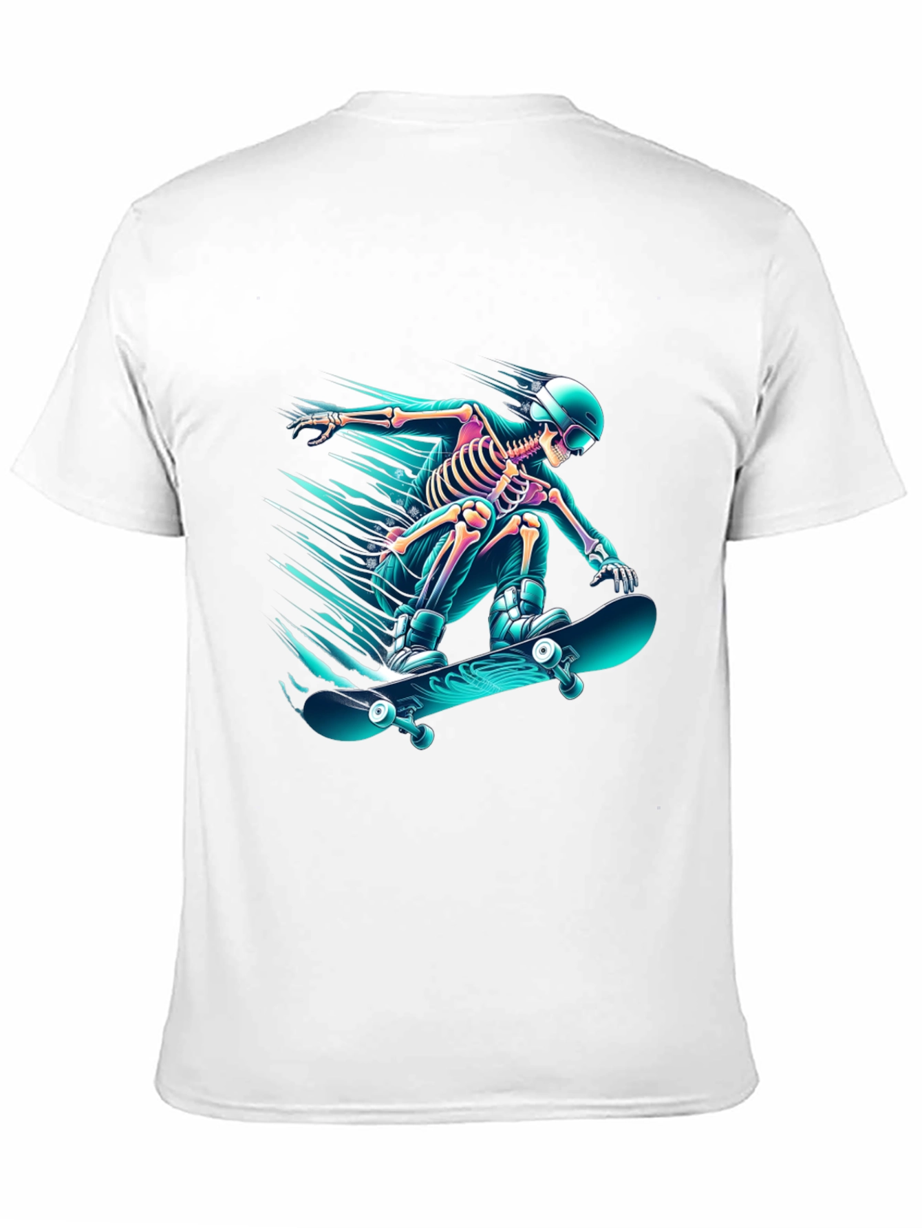Black Skateboarding Skeleton Graphic Tee - Black Cotton Shirt view 11