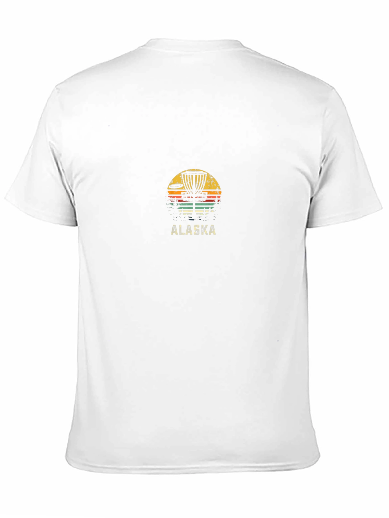 Black Alaska Disc Golf T-Shirt Vintage Sunset Design view 11