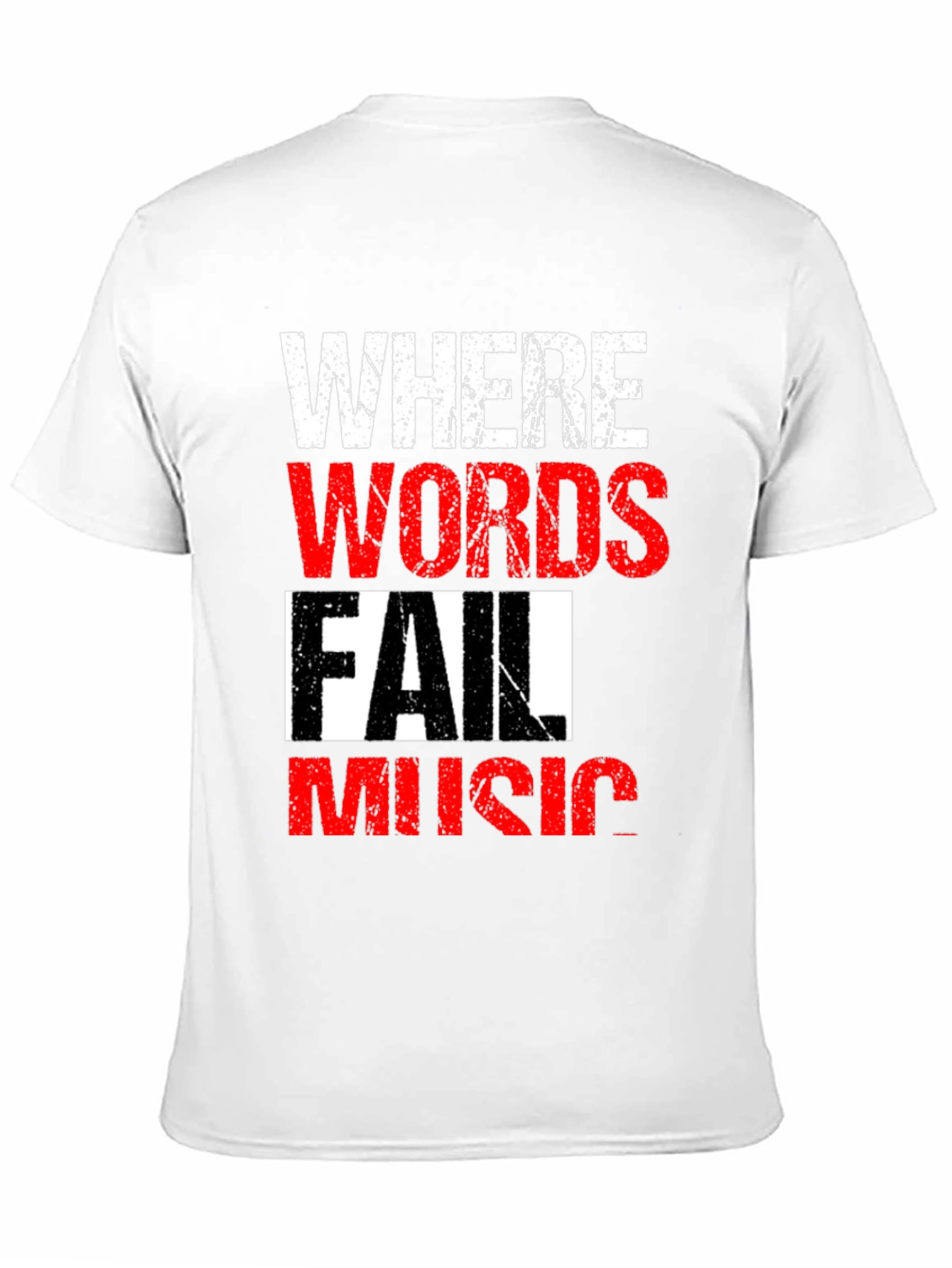 Black Where Words Fail Music Men's Black T-Shirt view 11