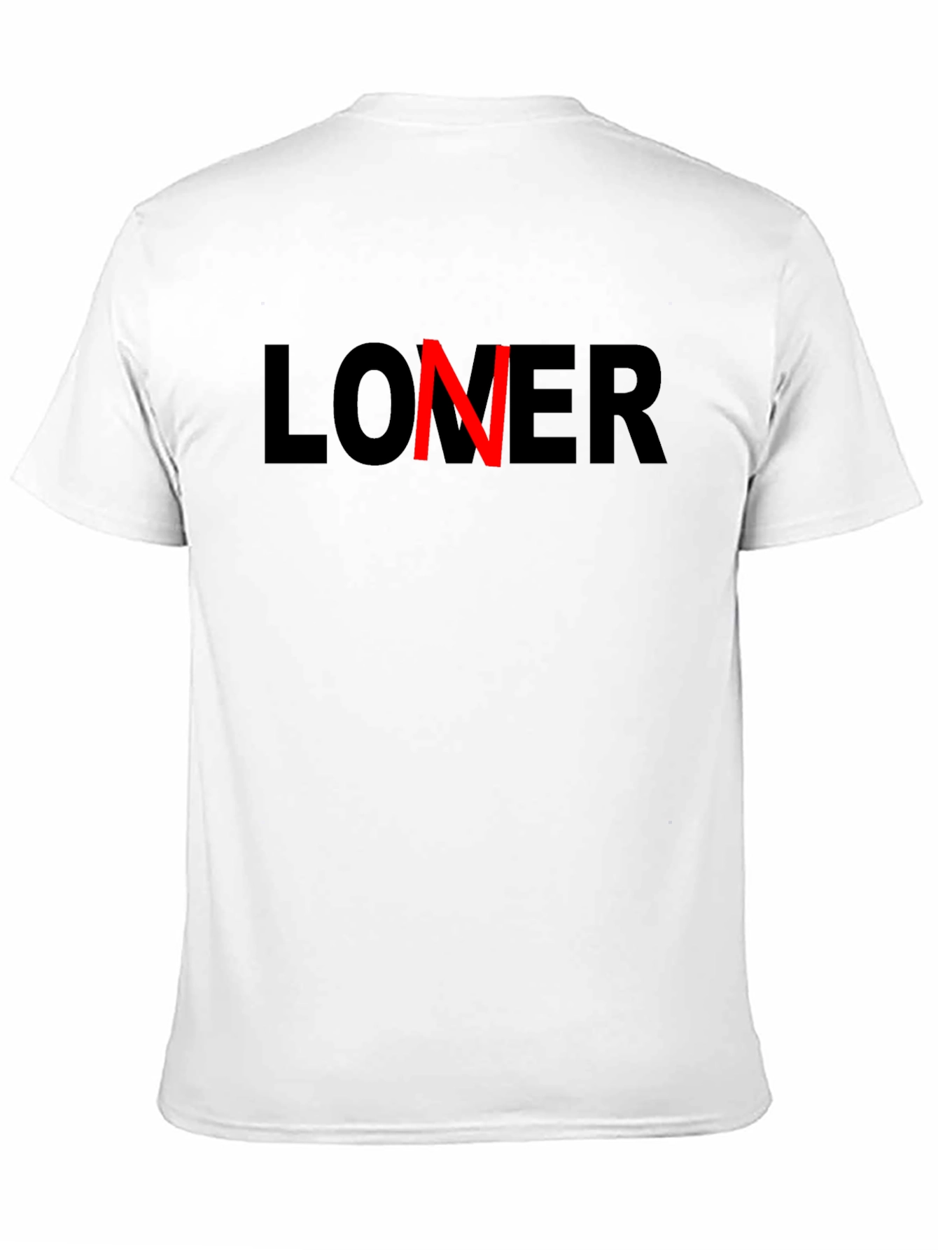 Black Loner T-Shirt - Cotton Blend Crew Neck Tee view 11