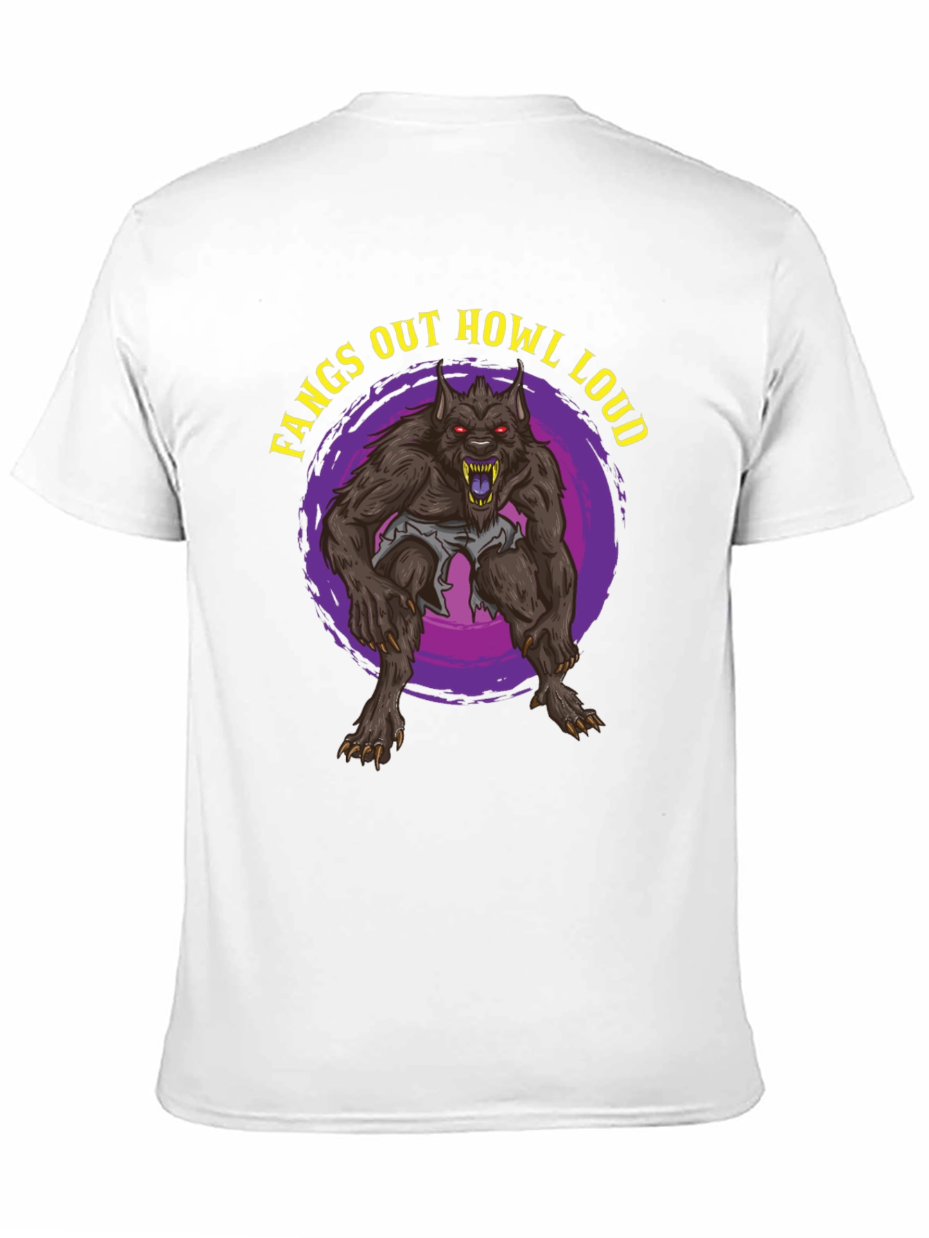 Black Fangs Out Howl Loud Werewolf T-Shirt view 11