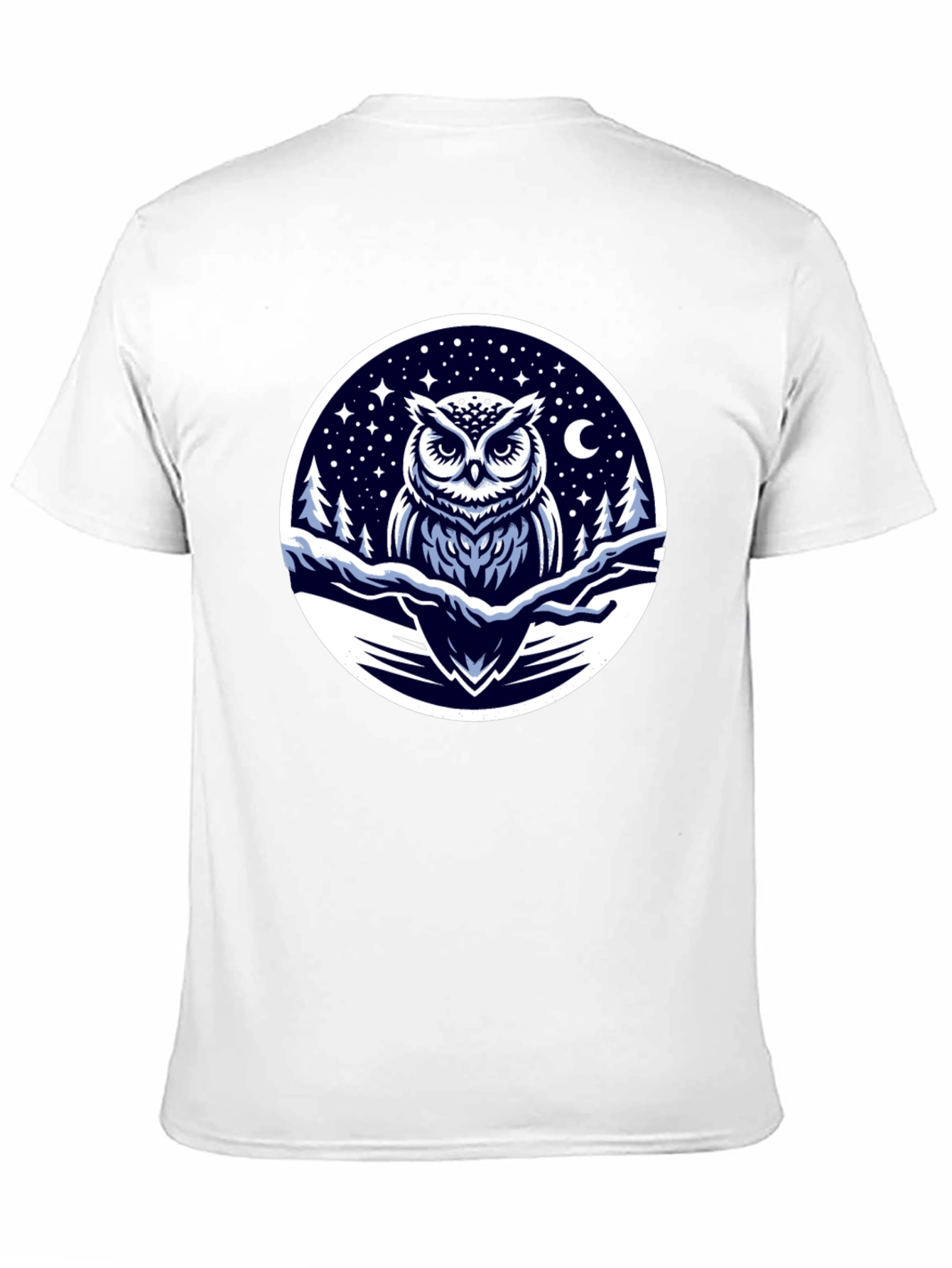Black Owl Night Sky Graphic Tee - Black Cotton Blend view 11