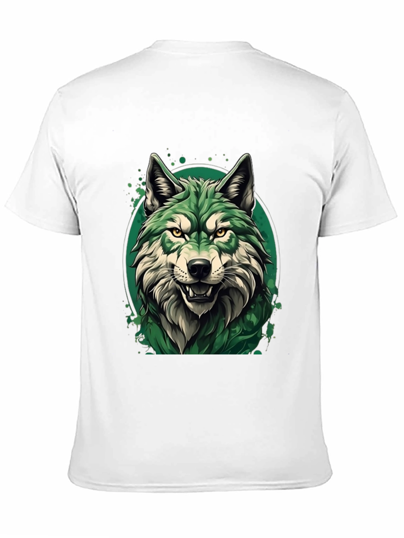 Black Green Wolf Graphic T-Shirt - Stylish Animal Tee view 11