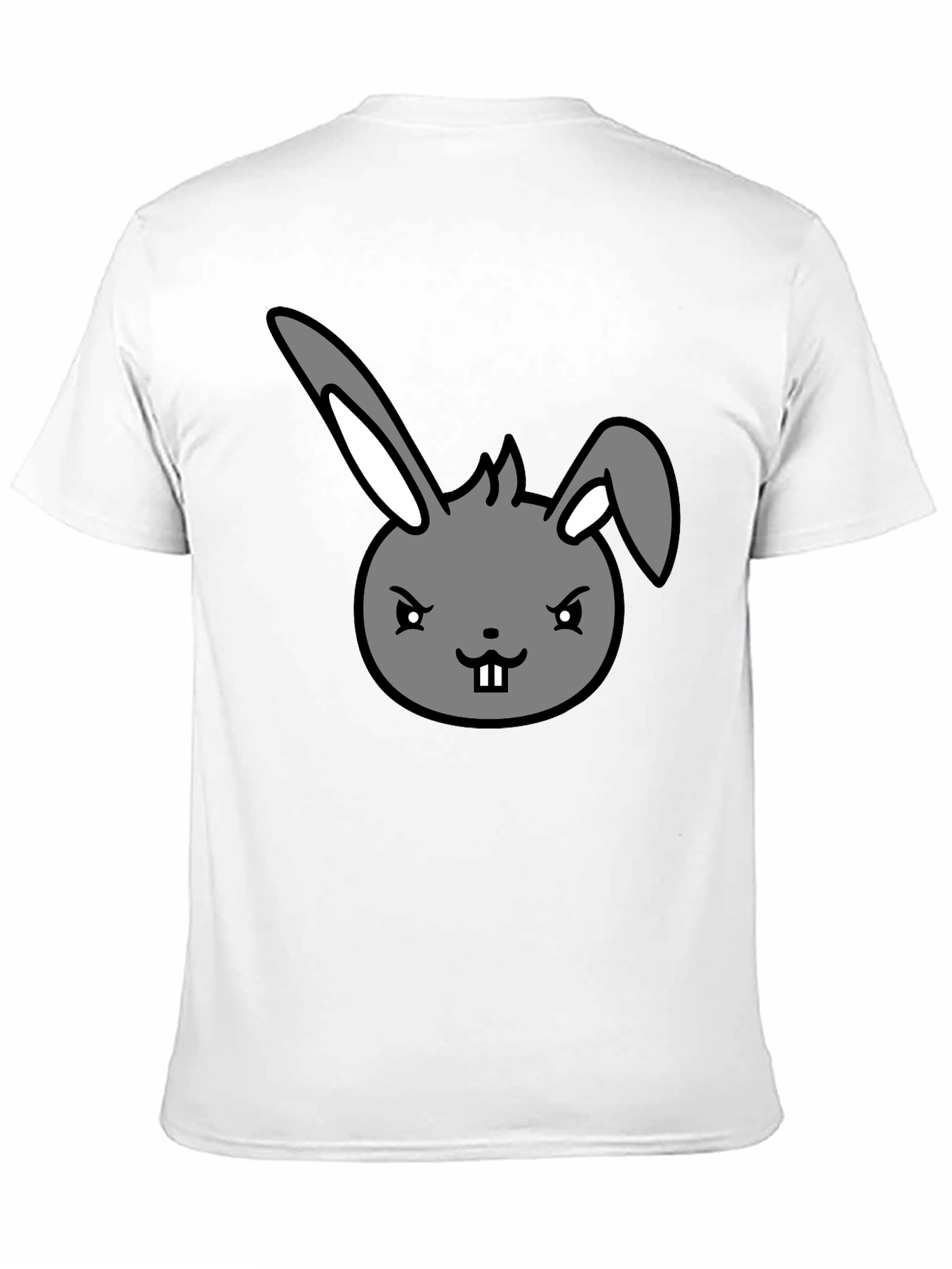 Black Men's Black T-Shirt with Cartoon Bunny Design view 11