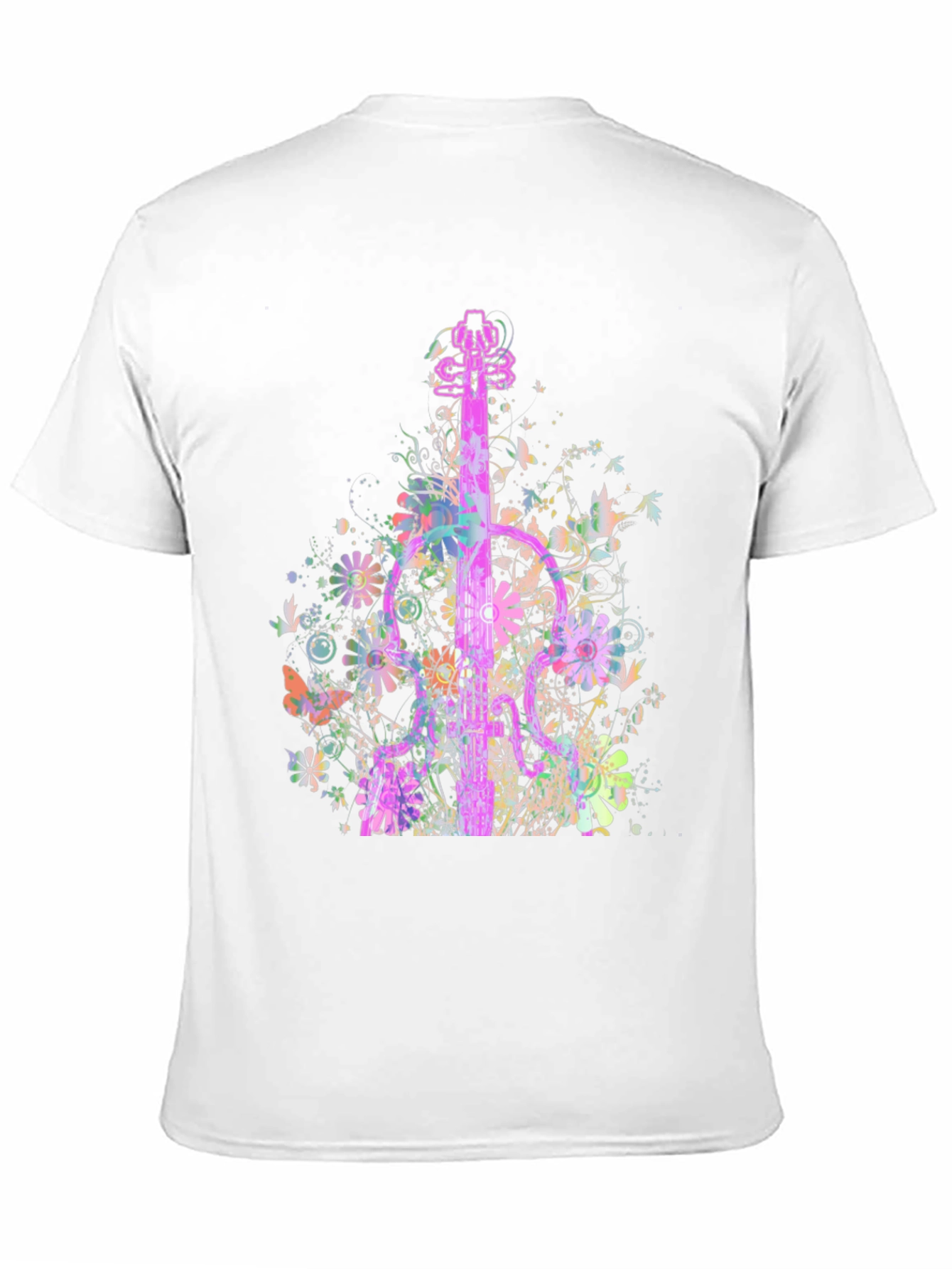 Black Floral Guitar Graphic T-Shirt view 11
