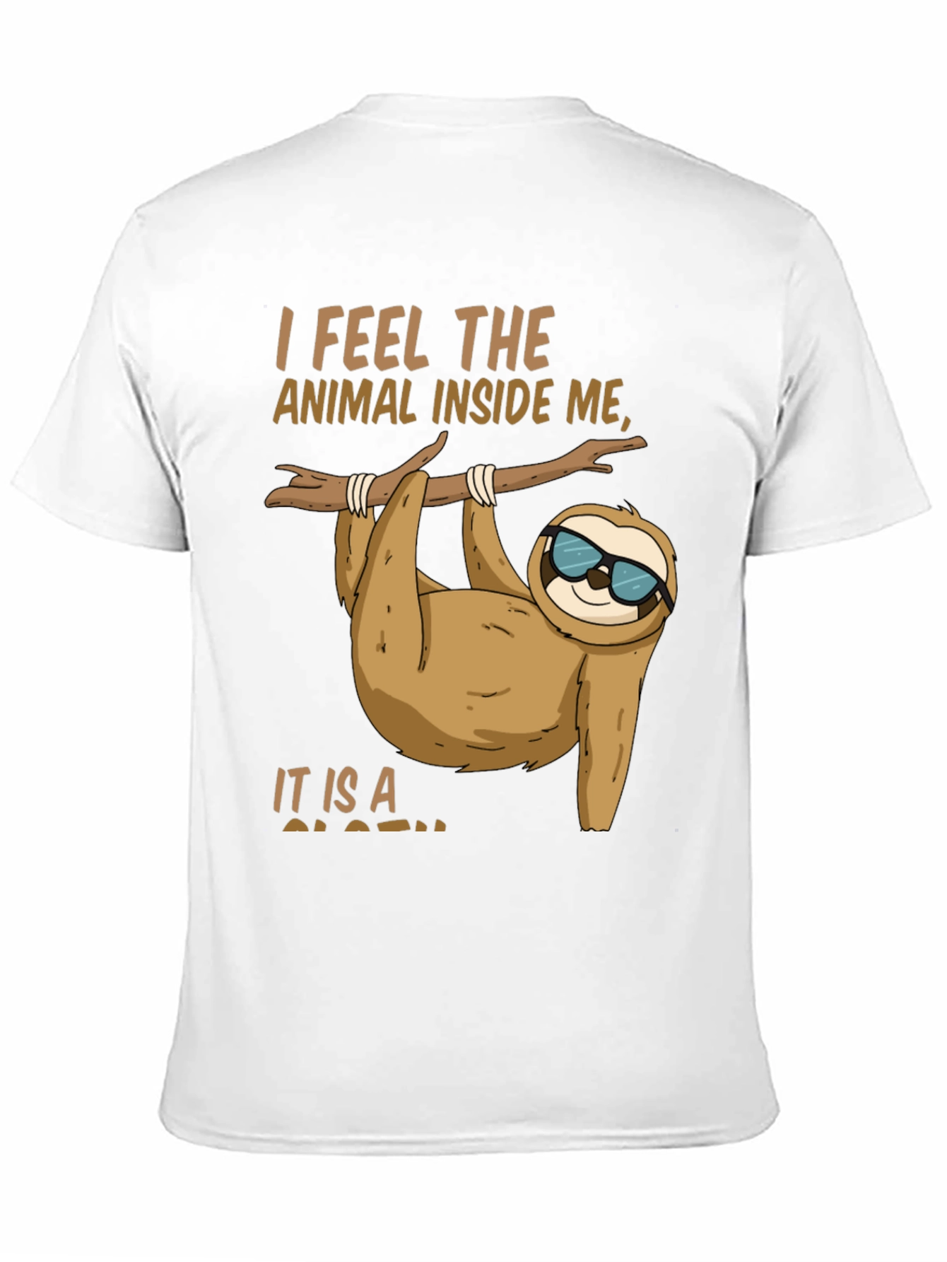 Black Funny Sloth T-Shirt - I Feel the Animal Inside Me view 11