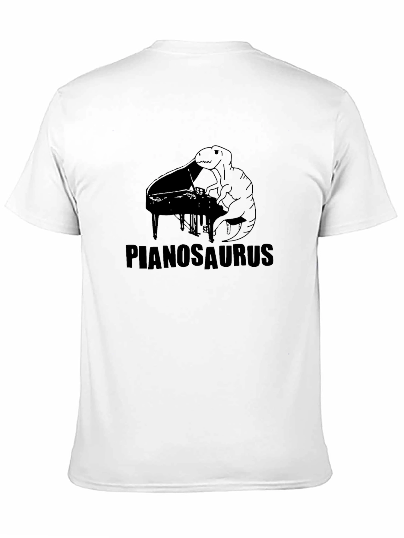 Black Pianosaurus Black T-Shirt - Dinosaur Piano Player Tee view 11