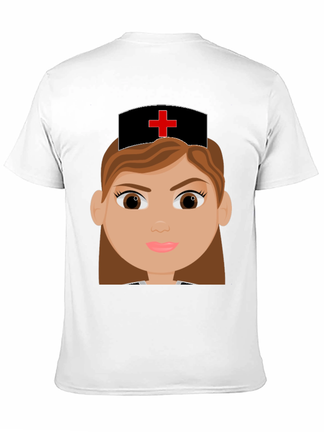Cartoon Nurse Graphic Tee - Black Cotton Blend T-Shirt - 11