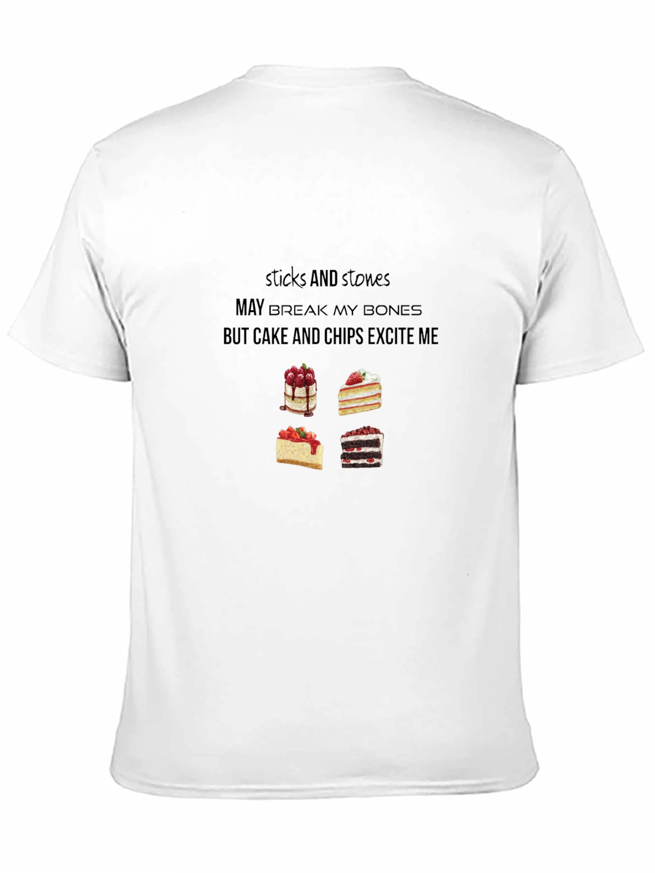 Black Cake & Chips Excite Me T-Shirt - Funny Slogan Tee view 11